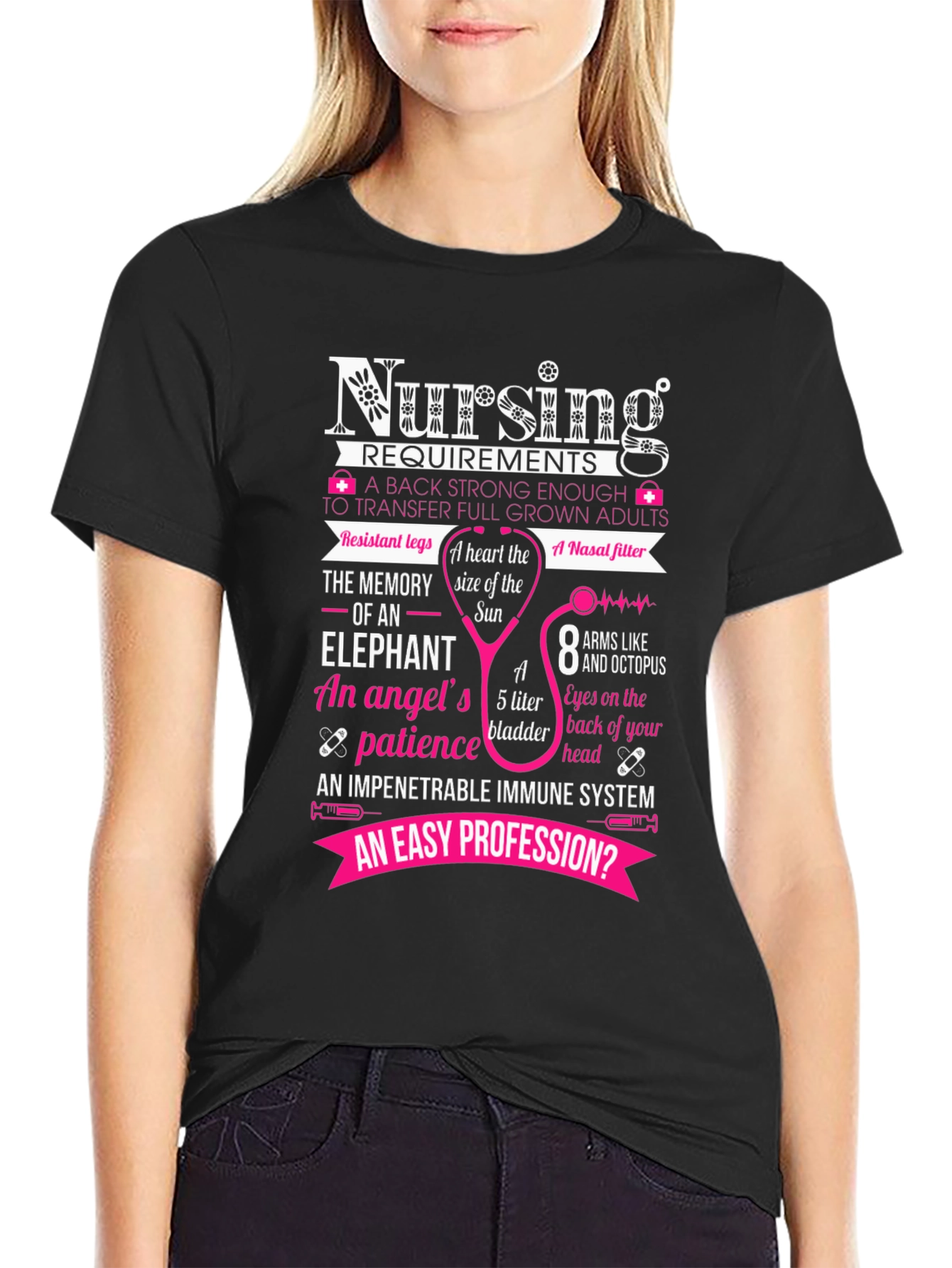 Black Nursing Requirements Black T-Shirt view 2