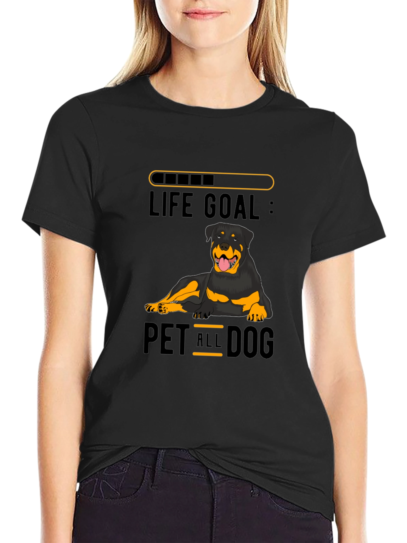 Black Life Goal: Pet All Dogs T-Shirt view 2