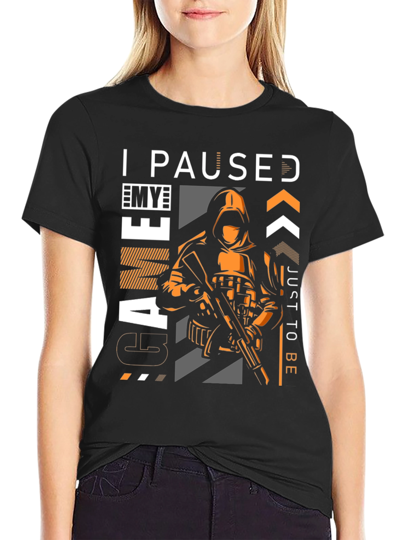 Black I Paused My Game T-Shirt view 2