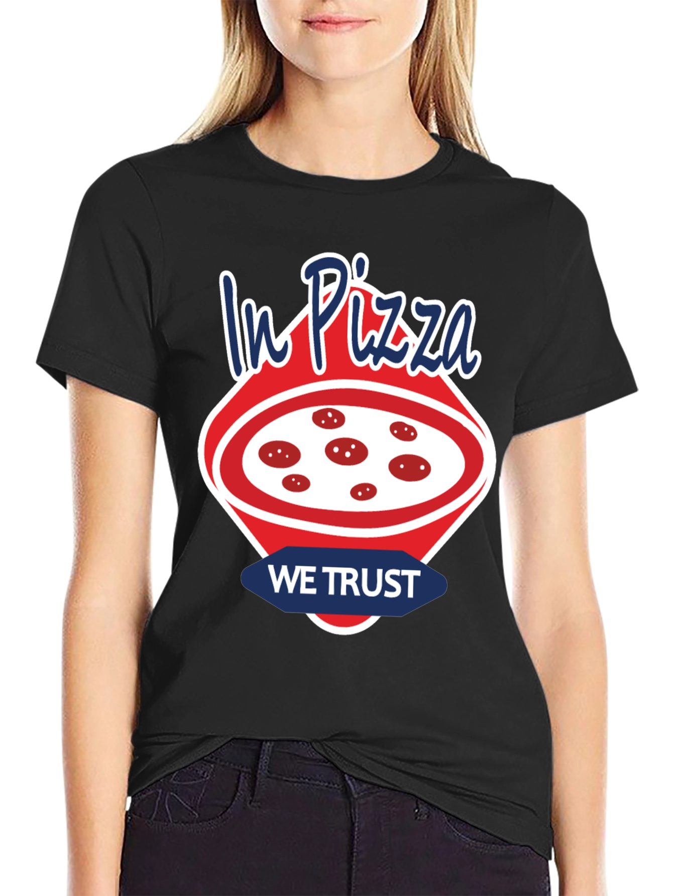 Black In Pizza We Trust T-Shirt - Funny Foodie Tee view 2