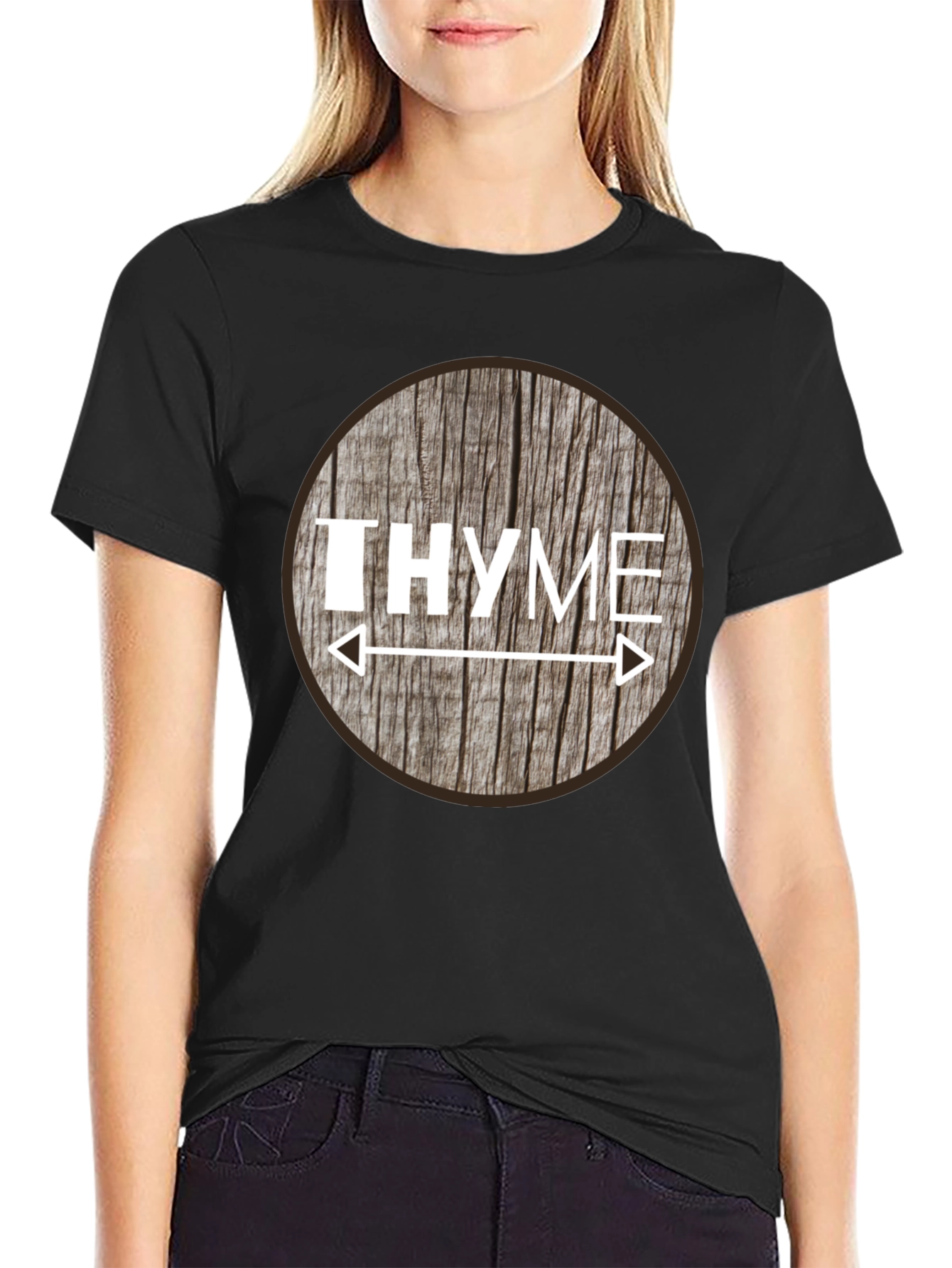 Black Funny Thyme Herb Pun T-Shirt view 2