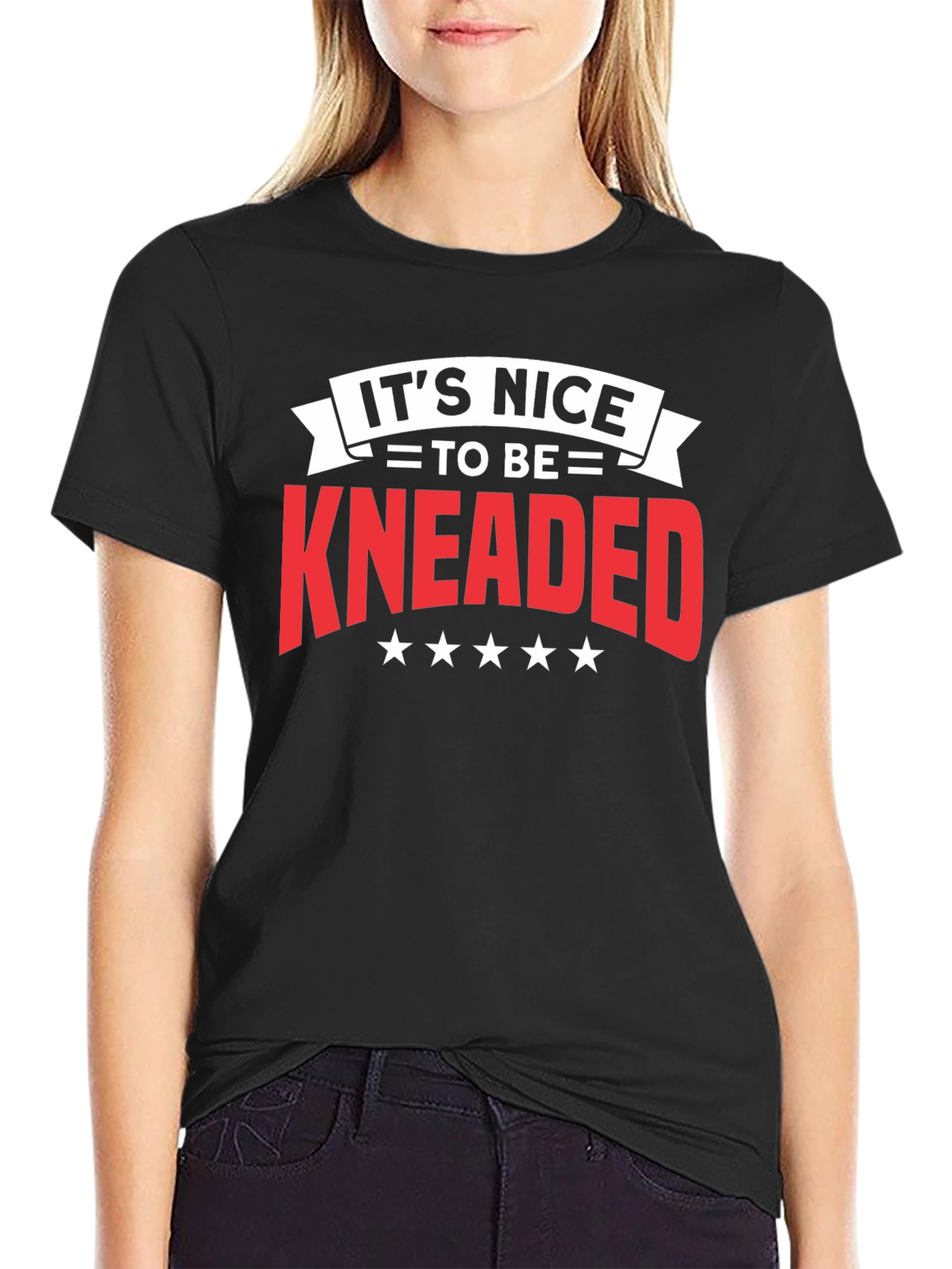 Black It's Nice To Be Kneaded Black T-Shirt view 2