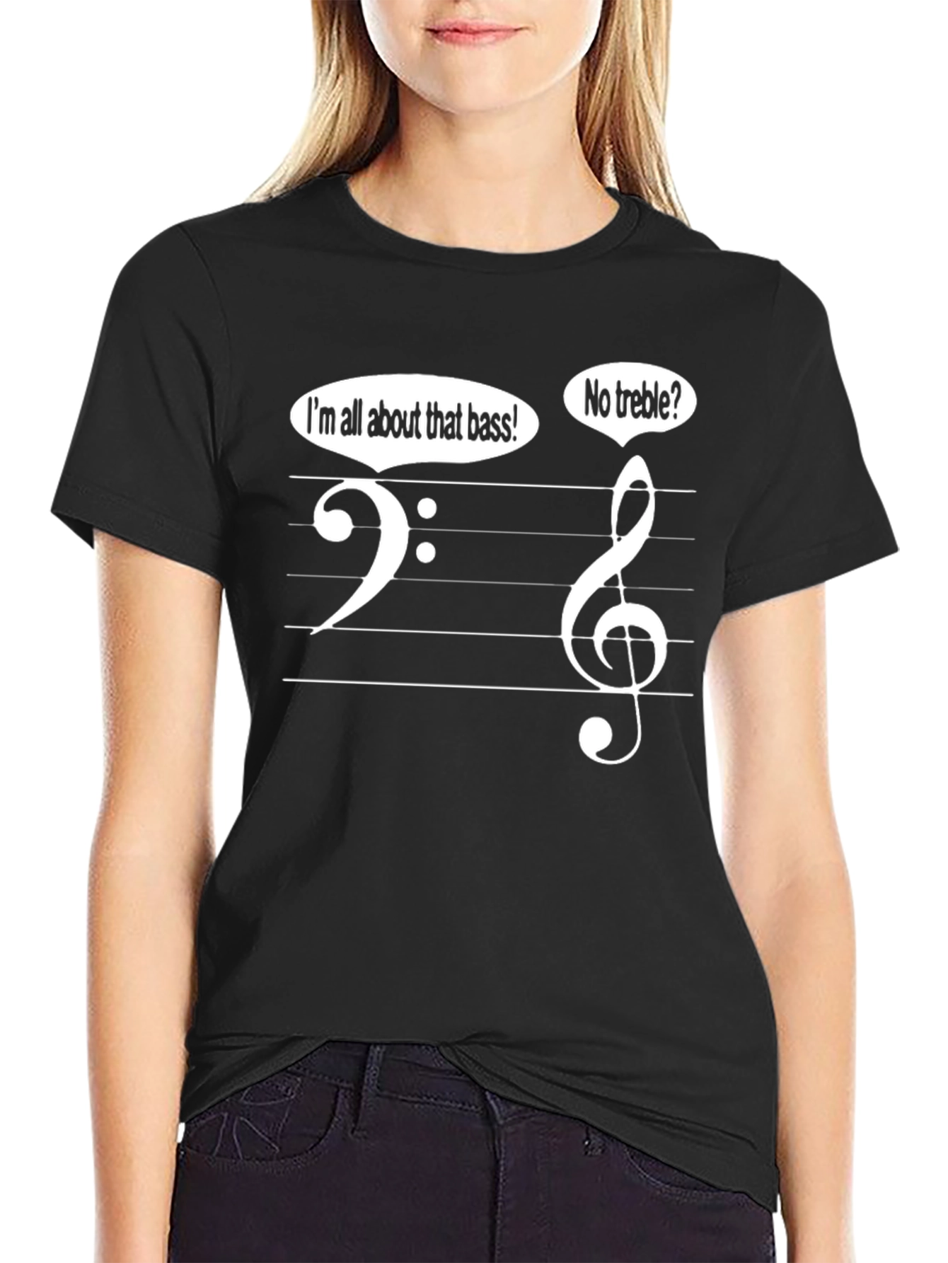 Black Music Humor T-Shirt - All About That Bass No Treble view 2