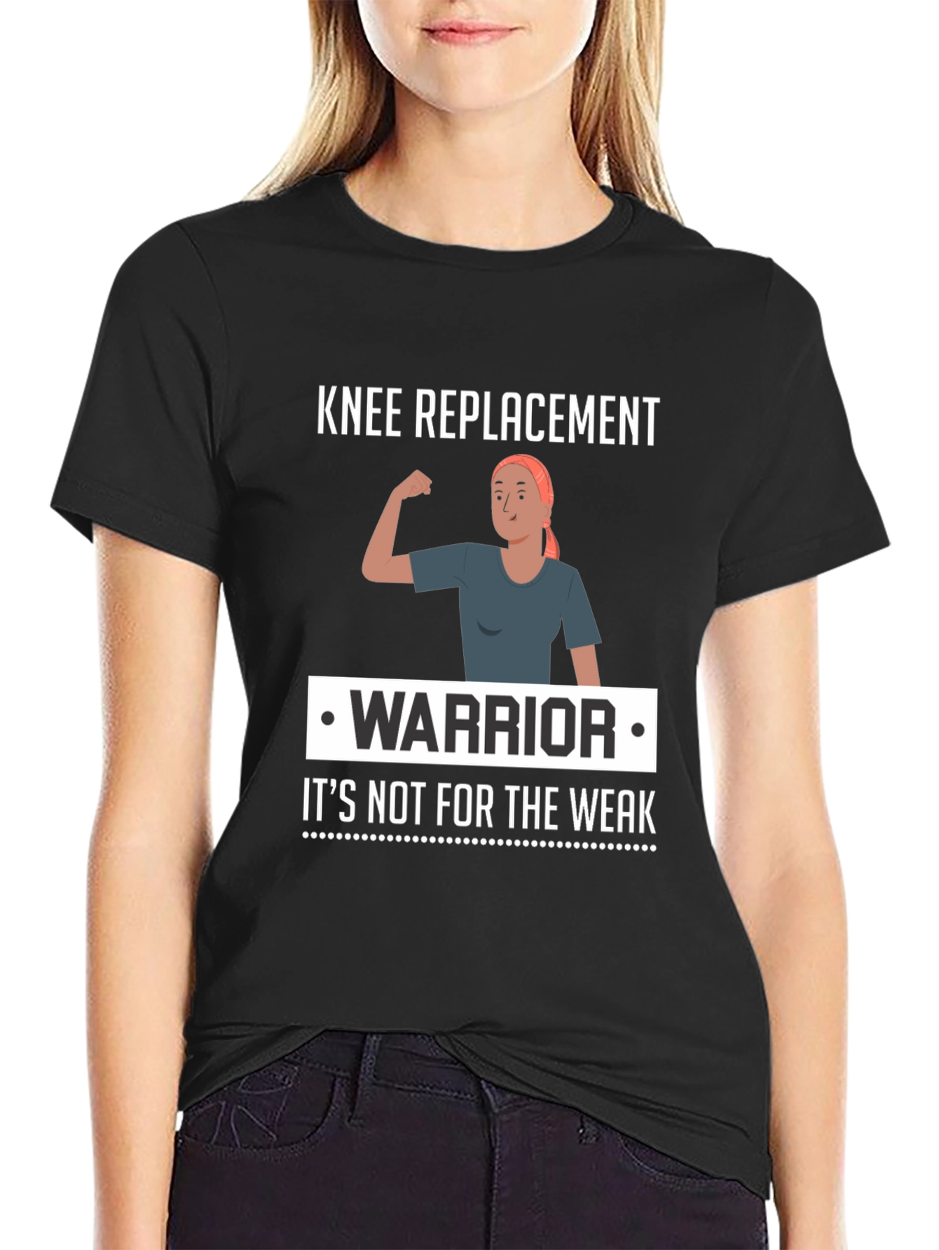 Black Knee Replacement Warrior T-Shirt - It's Not for The Weak view 2