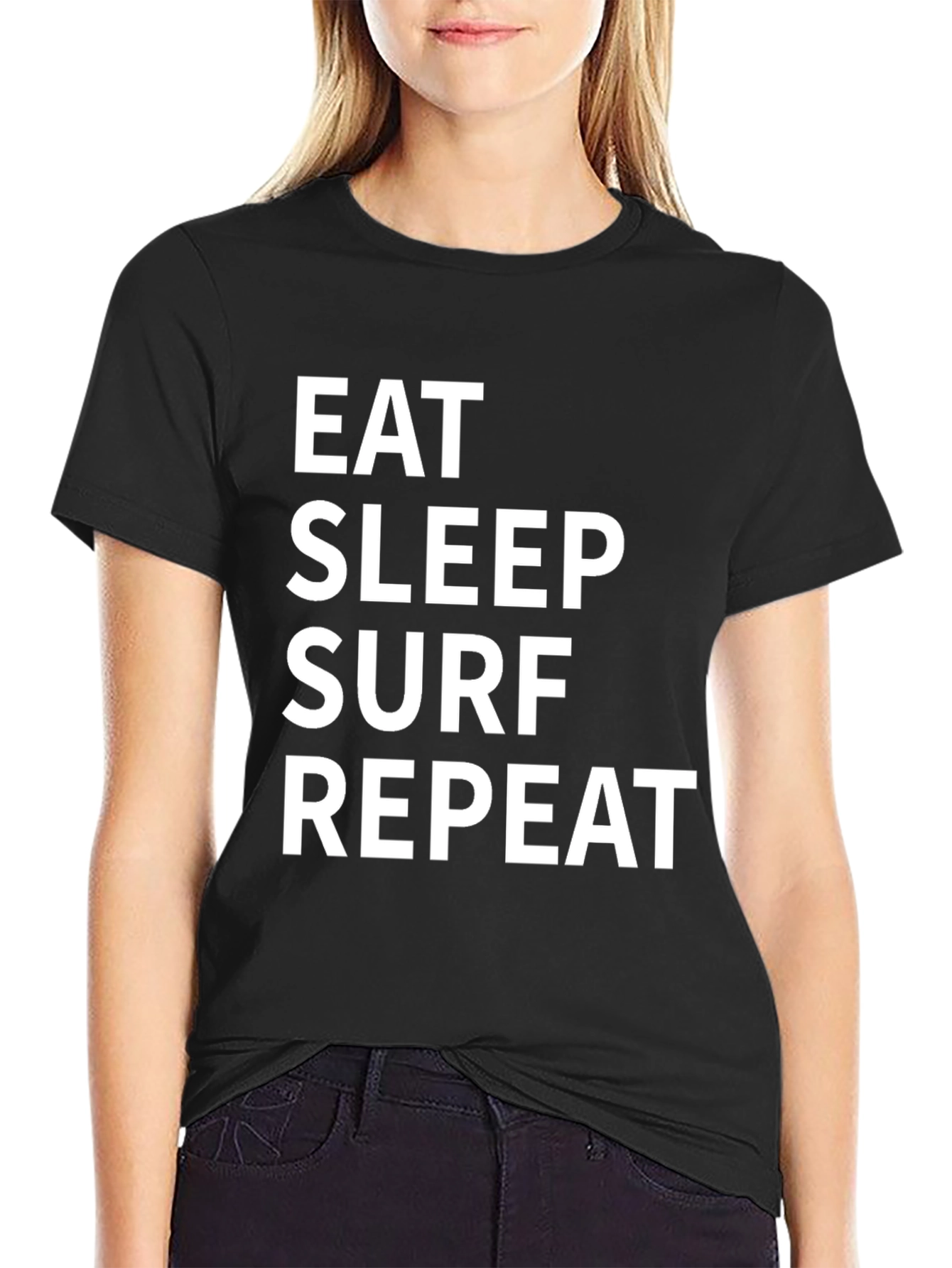 Black Eat Sleep Surf Repeat T-Shirt view 2