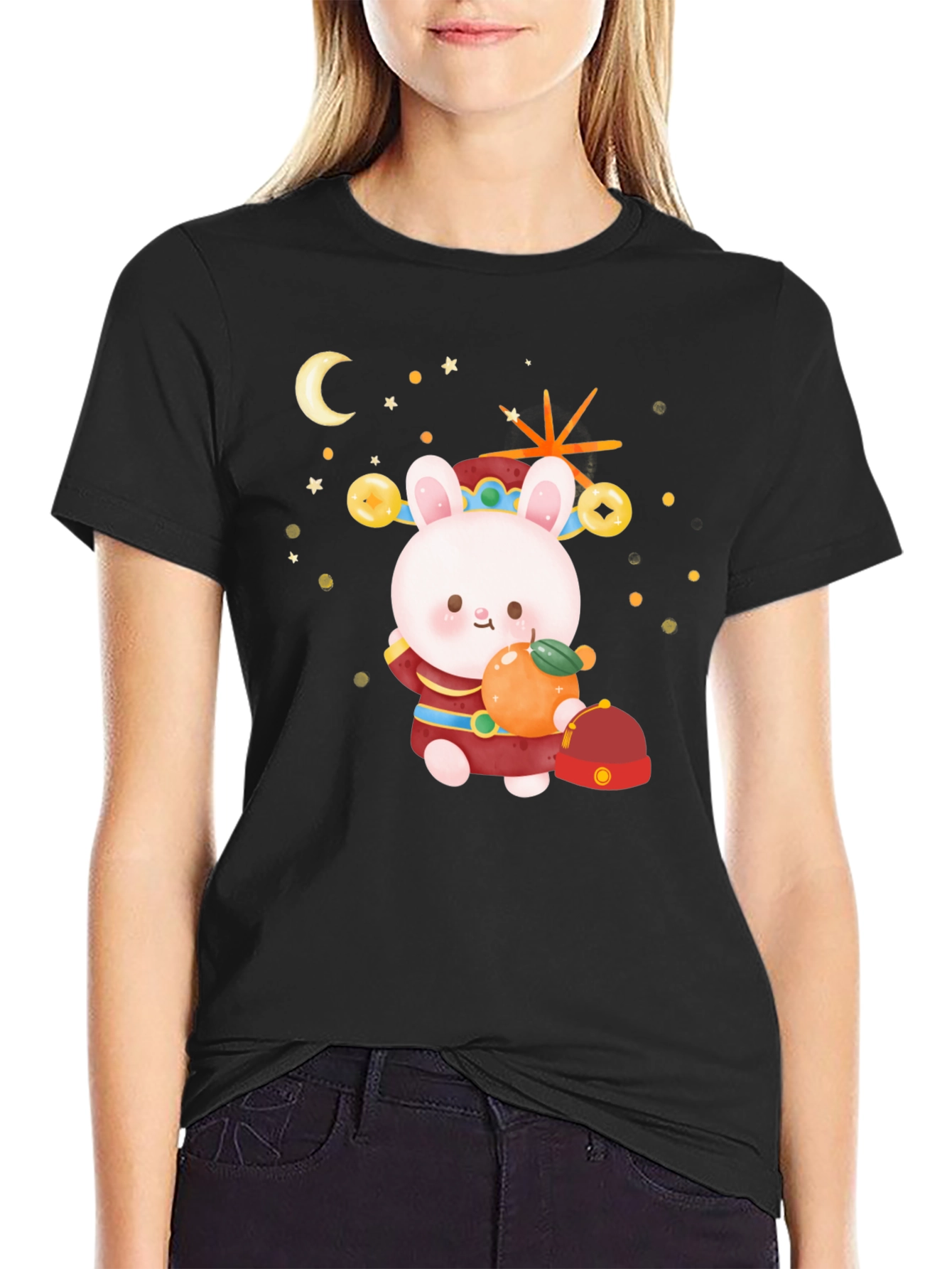 Black Lunar New Year Rabbit Graphic Tee view 2
