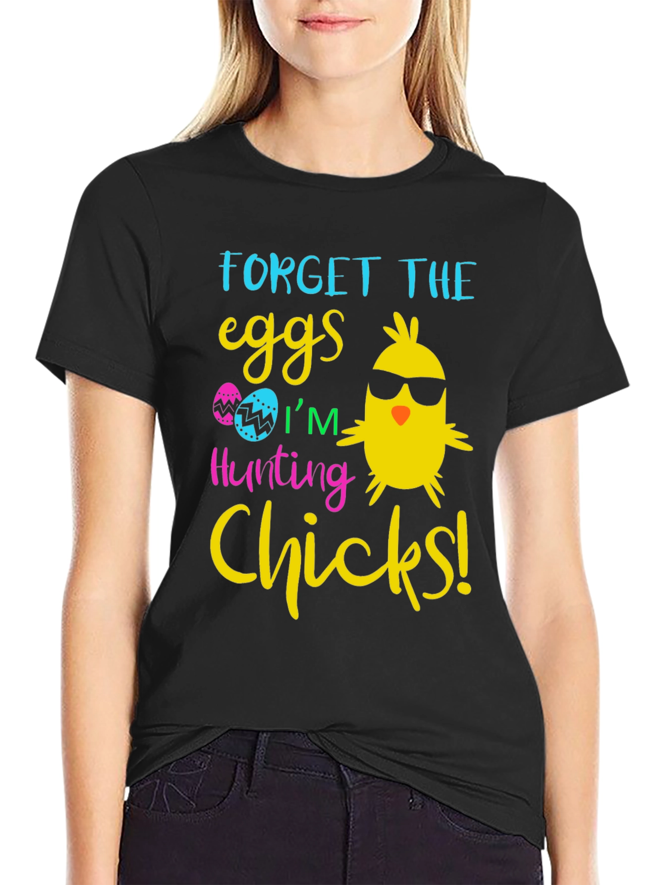 Black Funny Easter Chick T-Shirt view 2