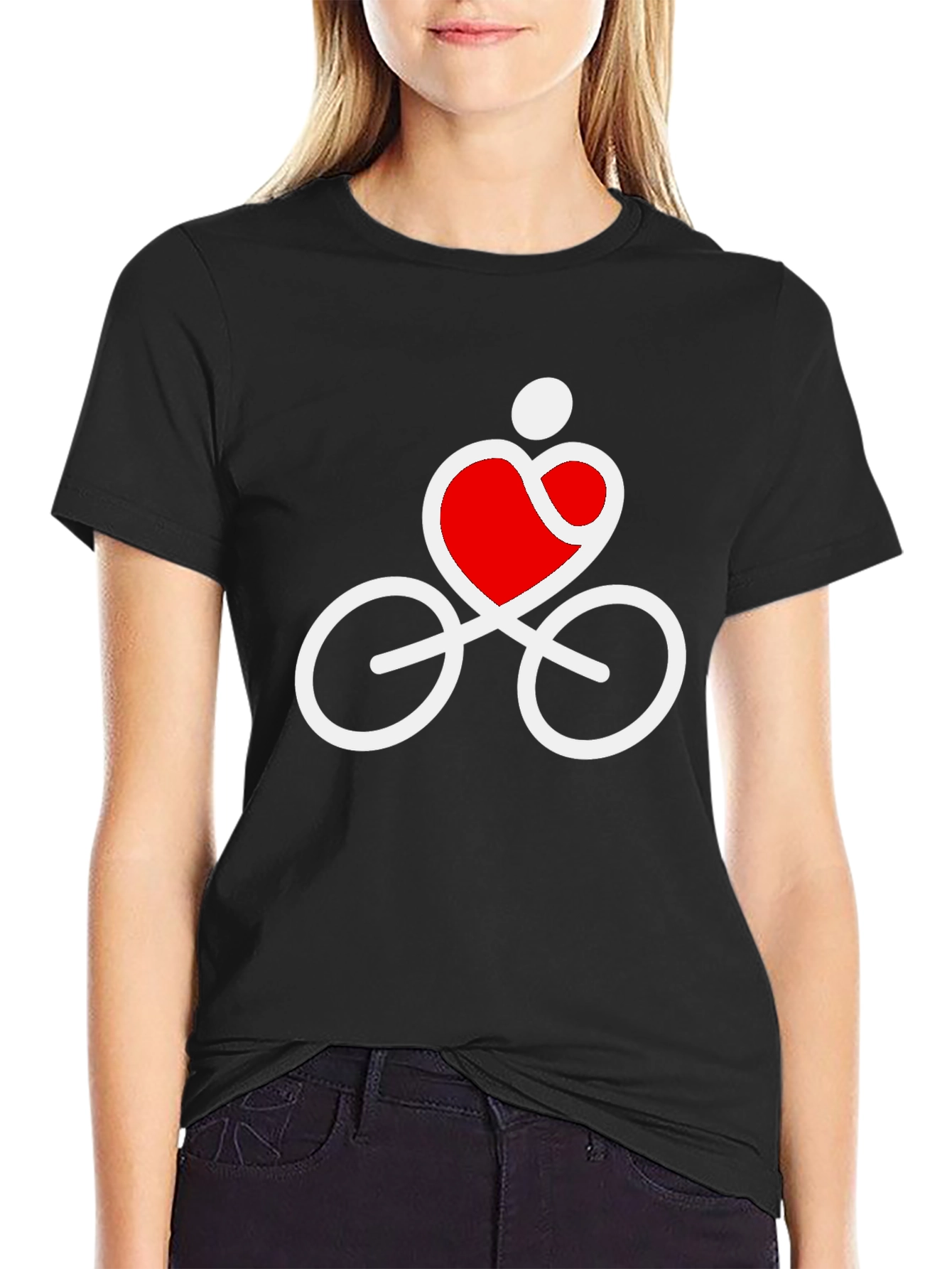 Black Heart Cycling Graphic Tee - Soft Cotton Blend view 2