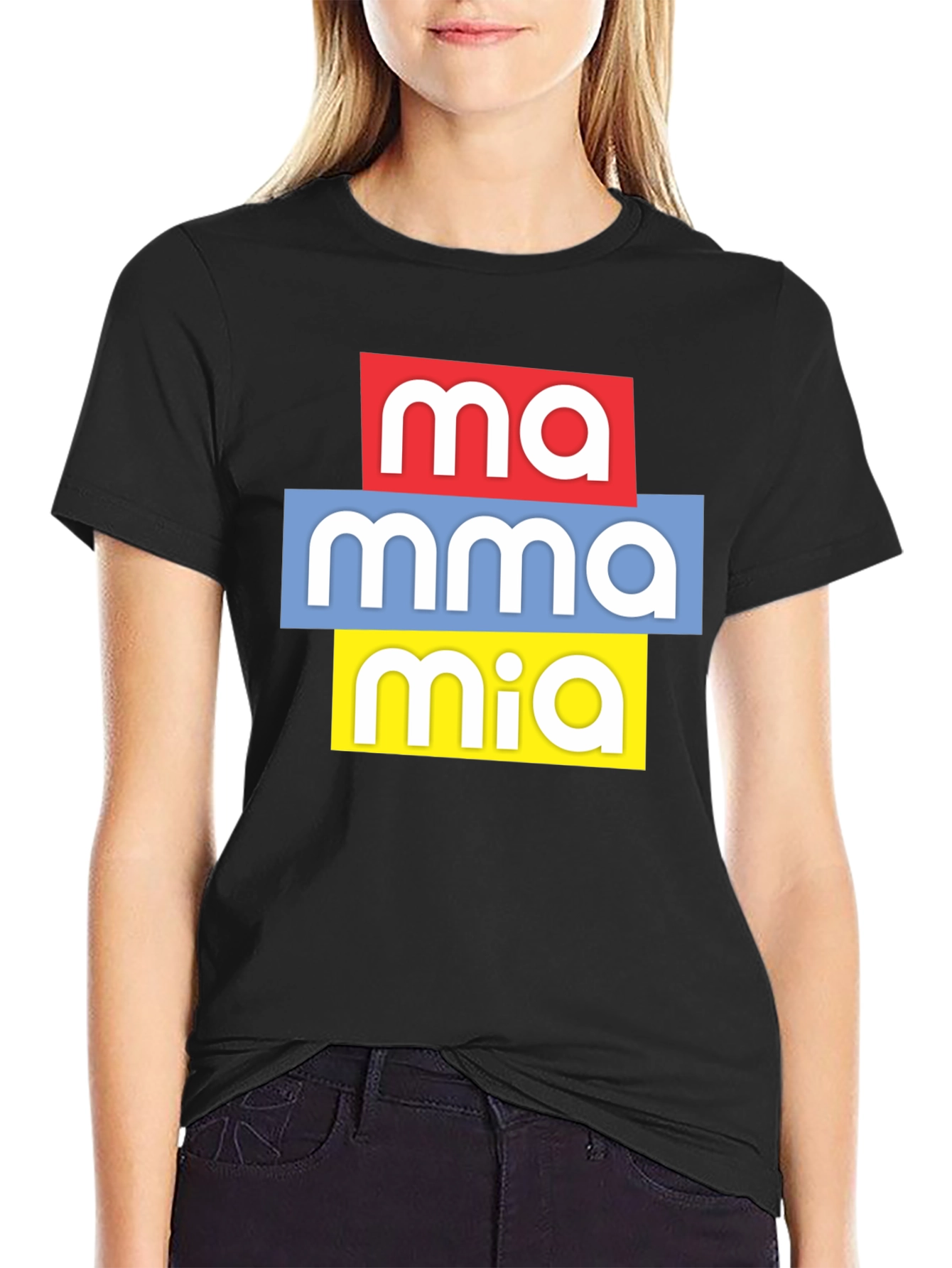 Black Mamma Mia Graphic Tee - Black Casual T-Shirt view 2