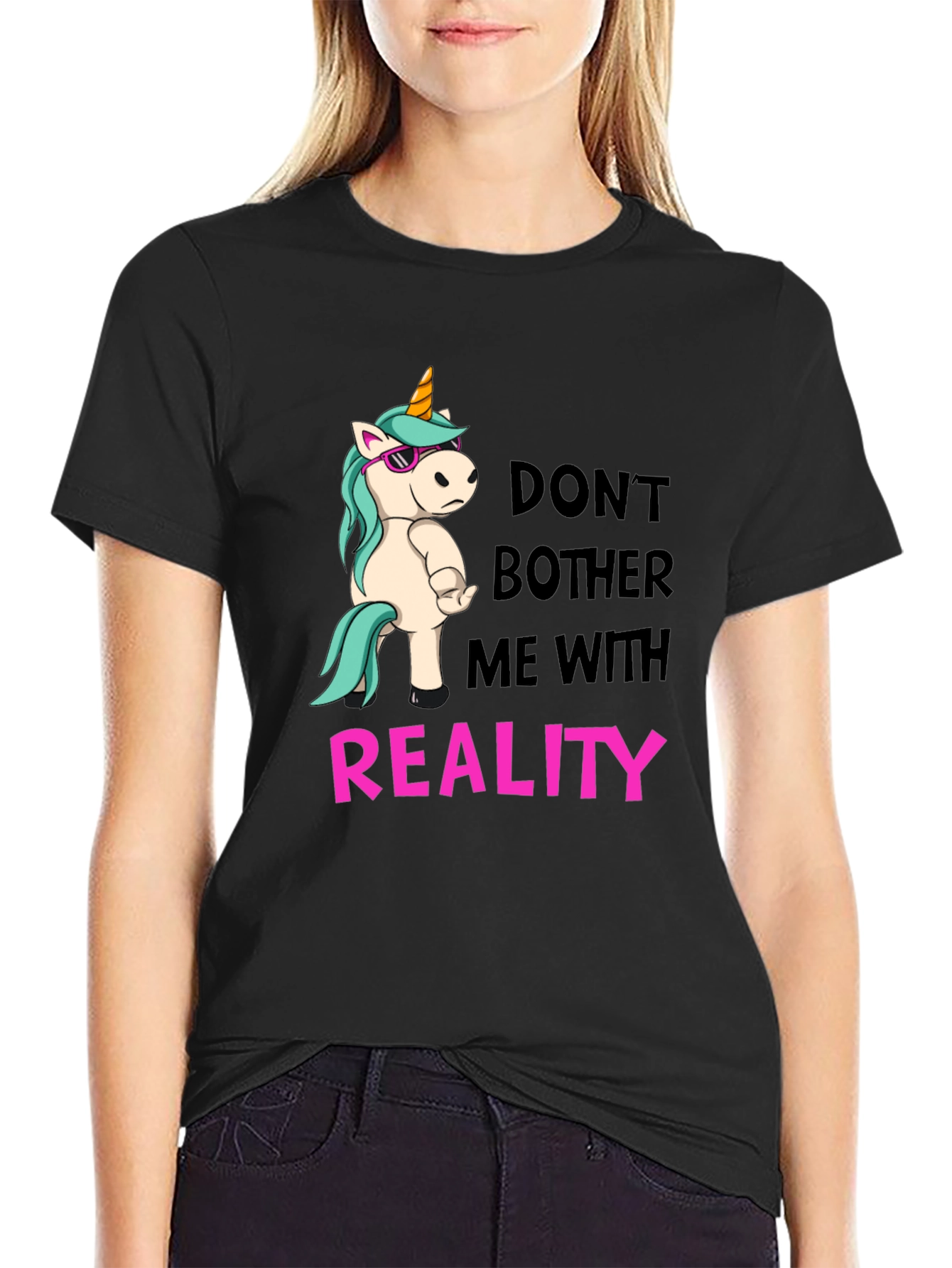 Black Don't Bother Me With Reality T-Shirt view 2