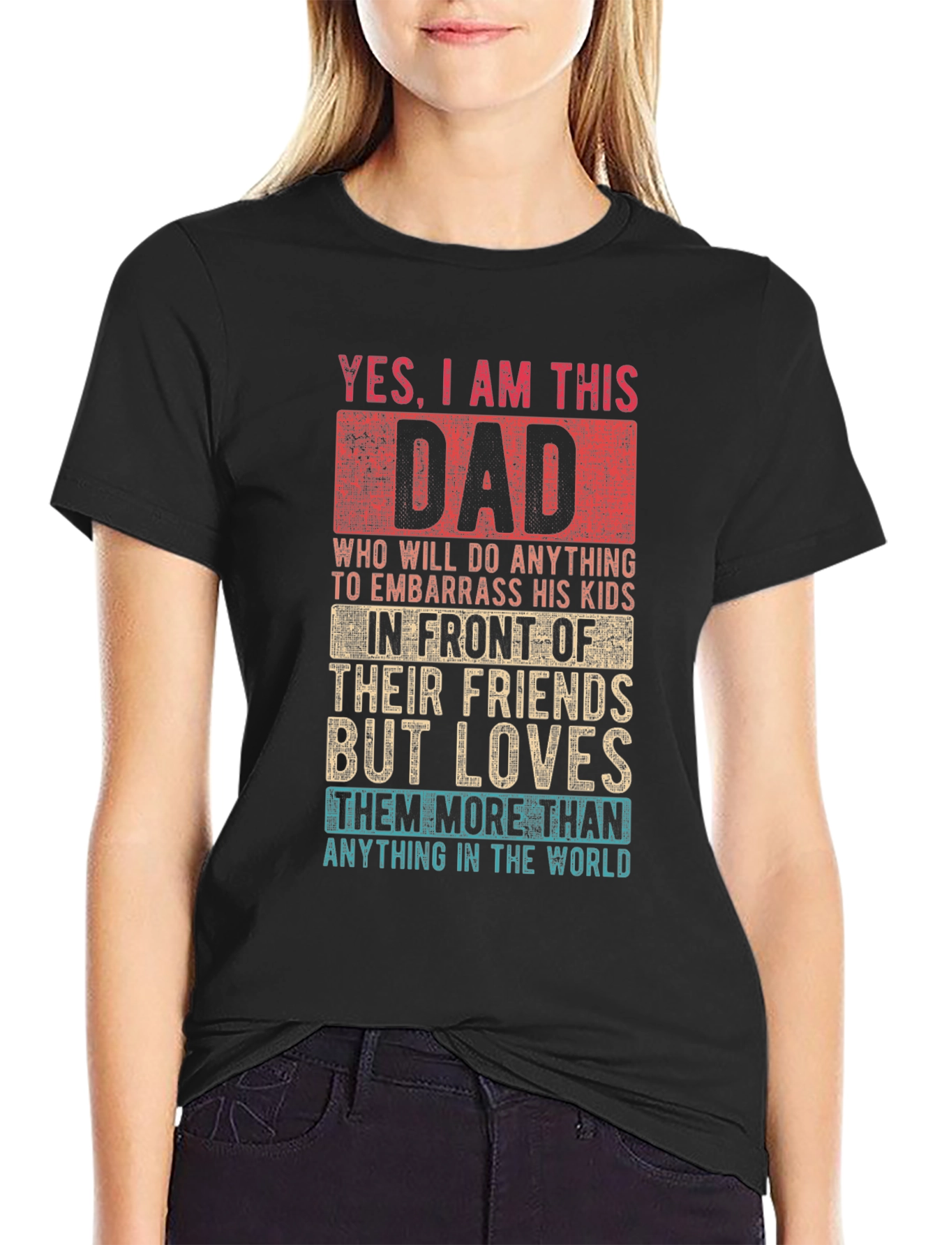 Black Funny Dad T-Shirt - Embarrassing Dad view 2