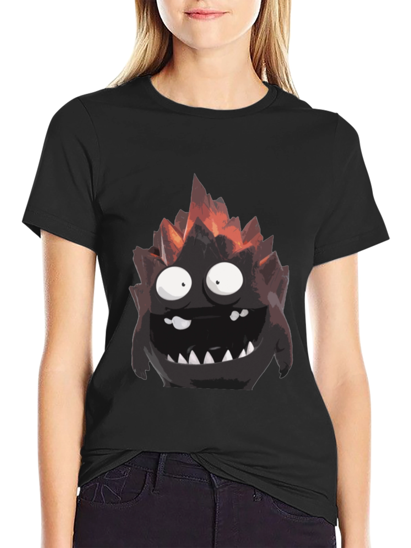 Black Monster Graphic Tee - Black Cotton T-Shirt view 2