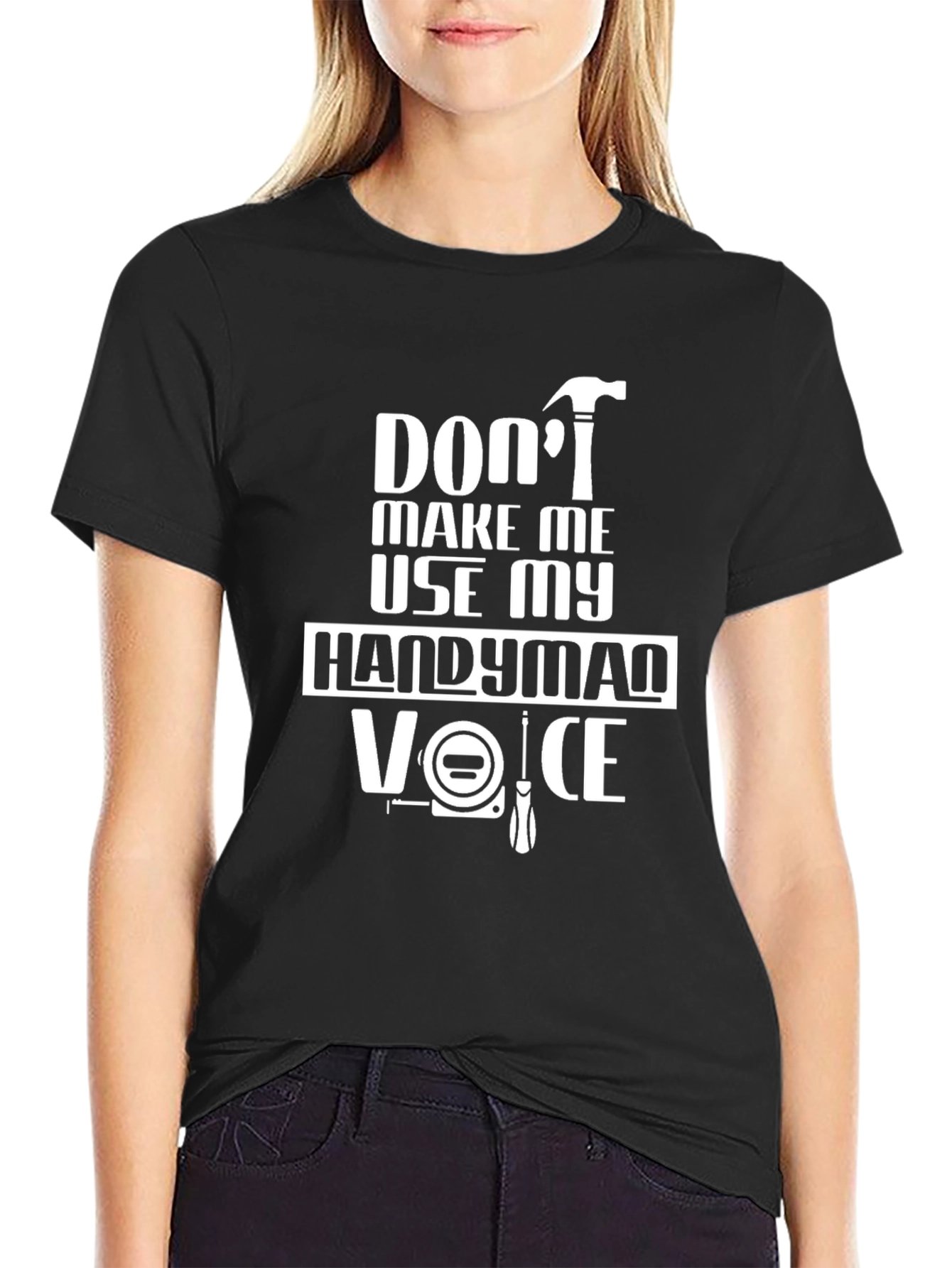 Black Handyman Voice T-Shirt - Funny DIY Gift view 2