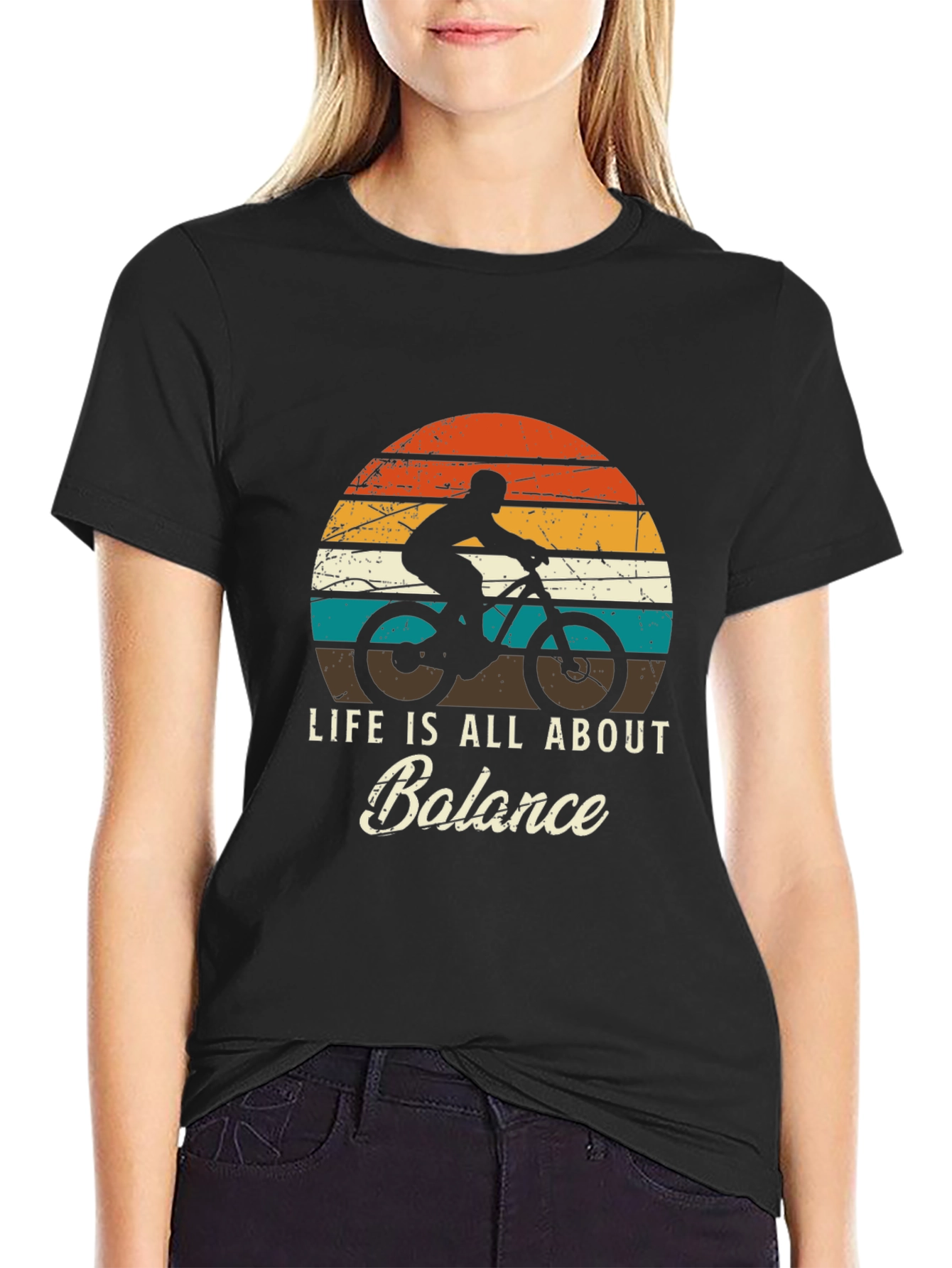 Black Life is All About Balance T-Shirt - Mountain Bike Design view 2