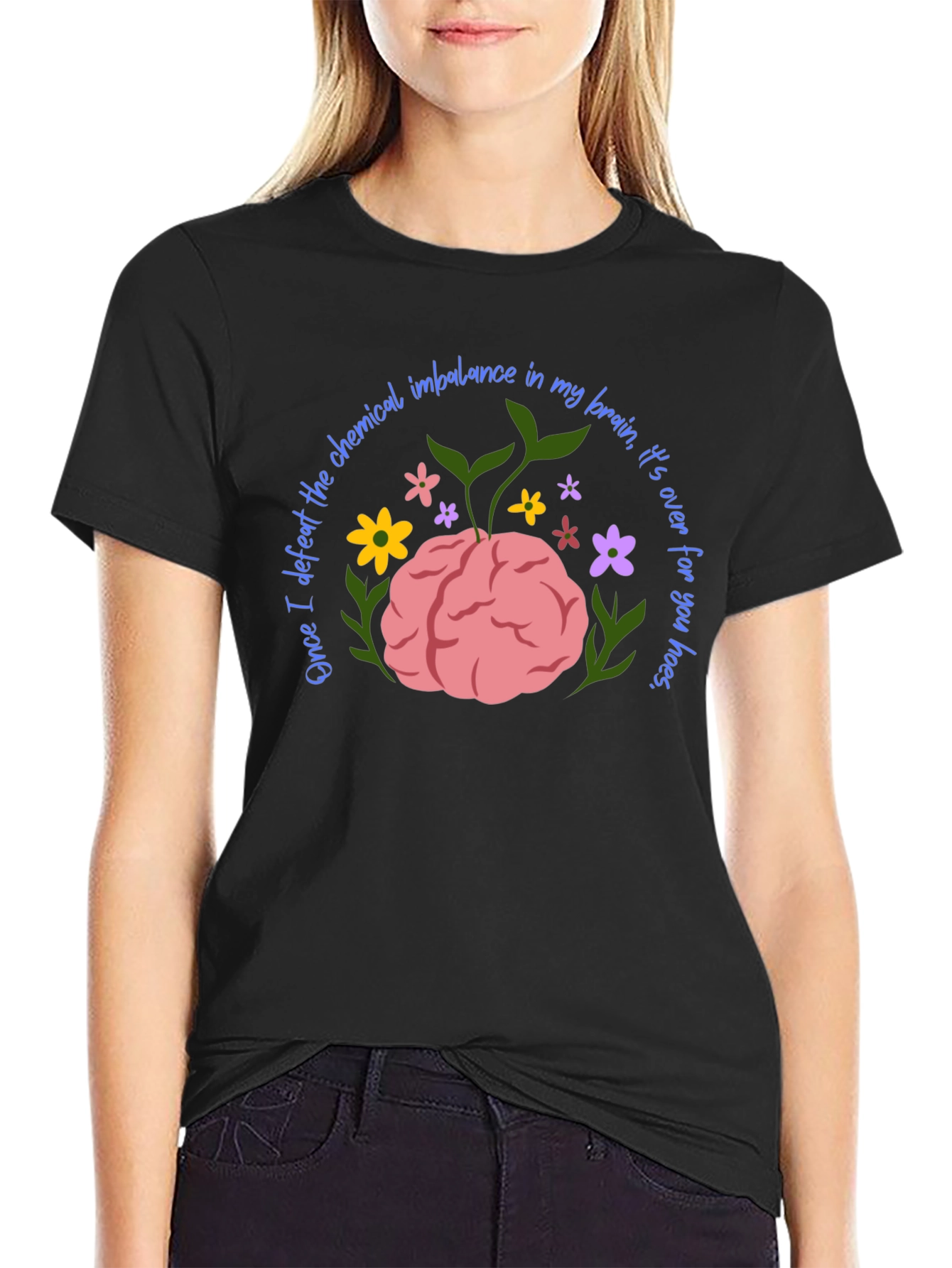 Black Chemical Imbalance Brain T-Shirt view 2