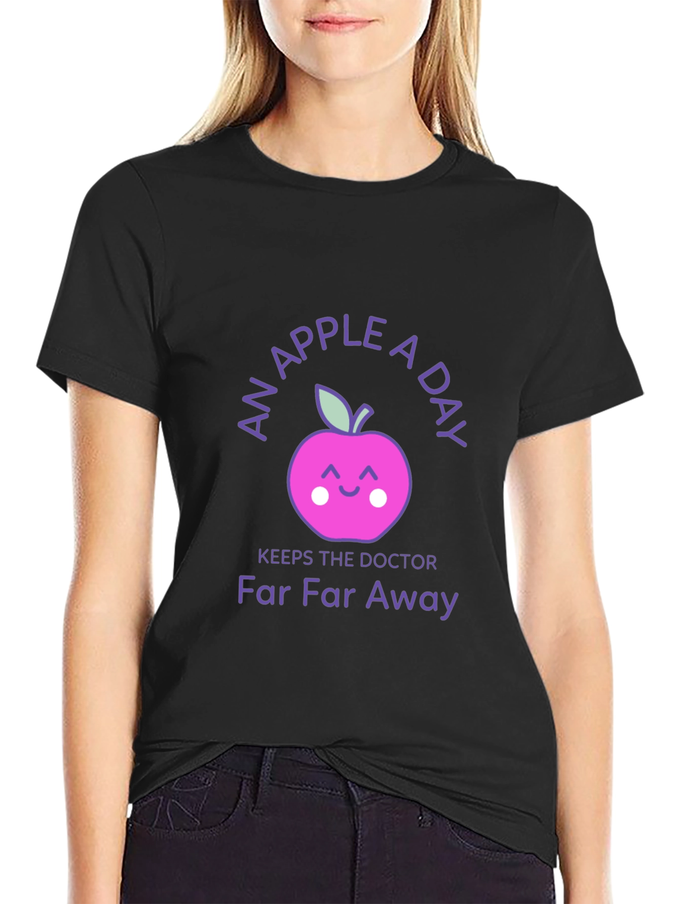 Black An Apple a Day Graphic Tee - Keeps the Doctor Away! view 2