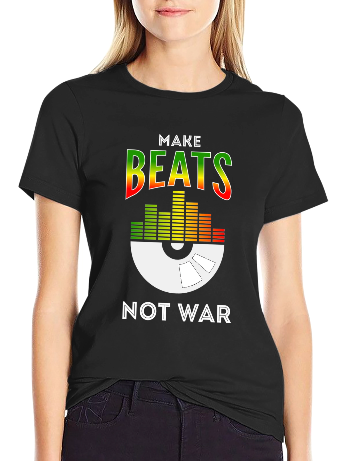 Black Make Beats Not War Graphic Tee - Unisex view 2