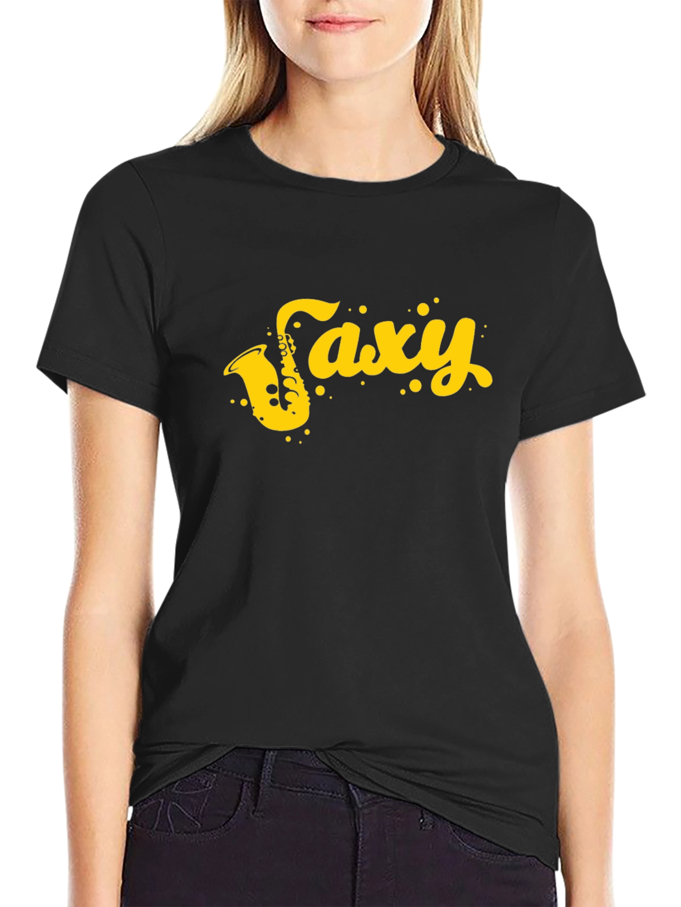 Black Saxophone T-Shirt - Black -  Saxy view 2