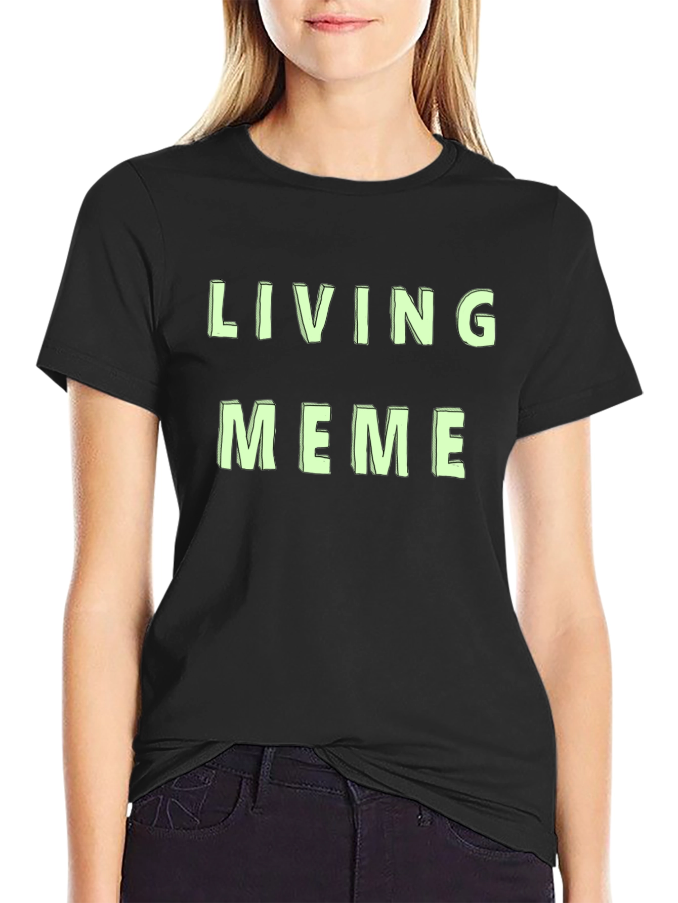 Black Living Meme Graphic Tee - Funny Slogan Shirt view 2