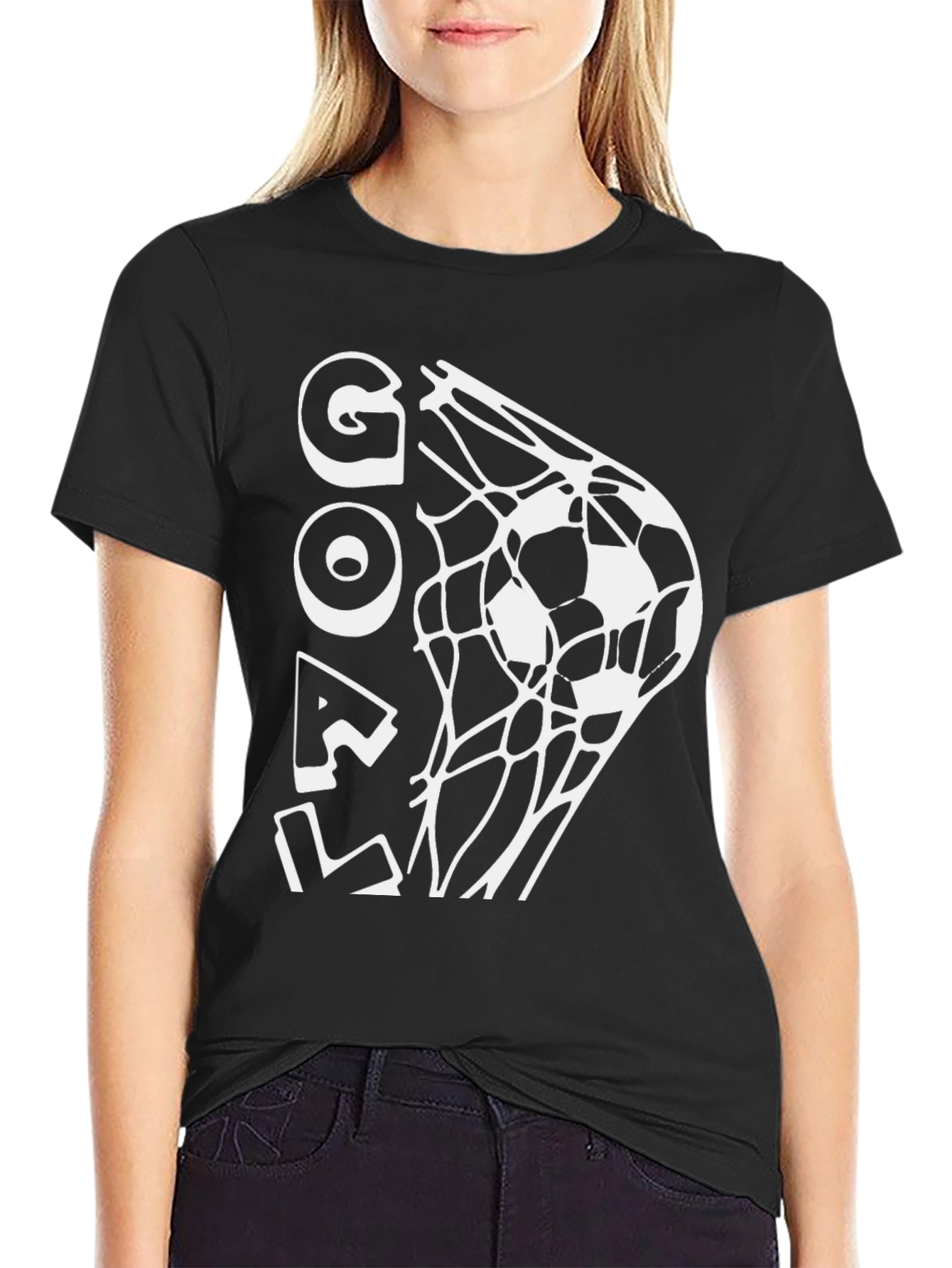 Black Goal! Soccer T-Shirt - Black Graphic Tee view 2