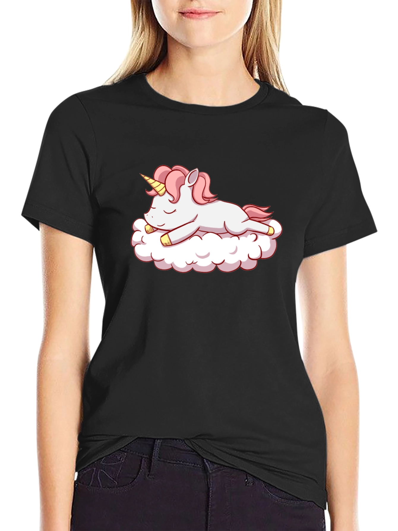Black Unicorn Cloud T-Shirt - Black Tee view 2