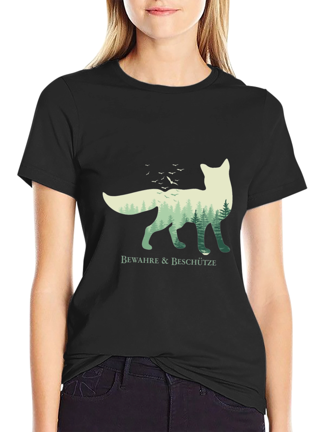 Black Nature Fox Graphic Tee - Bewahre & Beschütze view 2