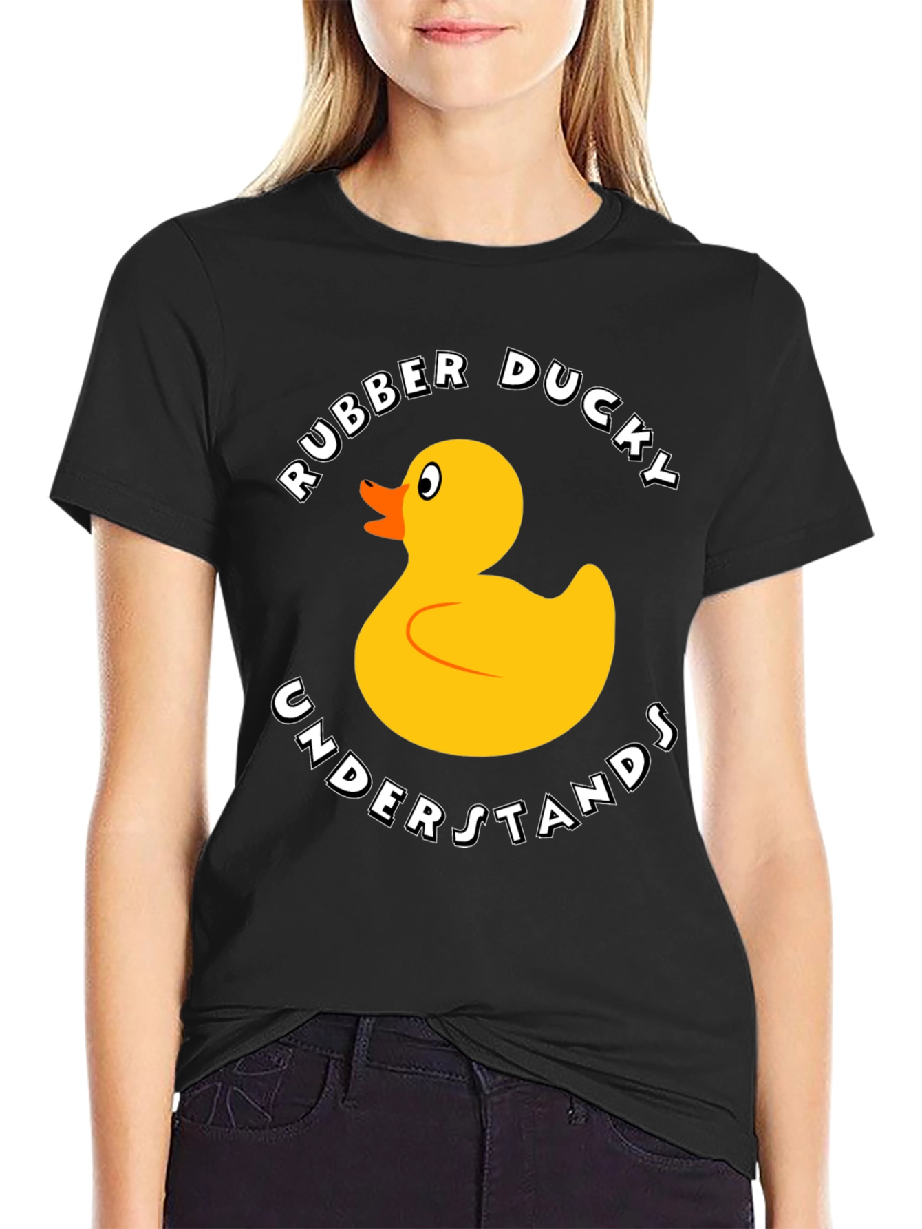 Black Rubber Ducky Graphic T-Shirt - Funny Cartoon Duck Tee view 2