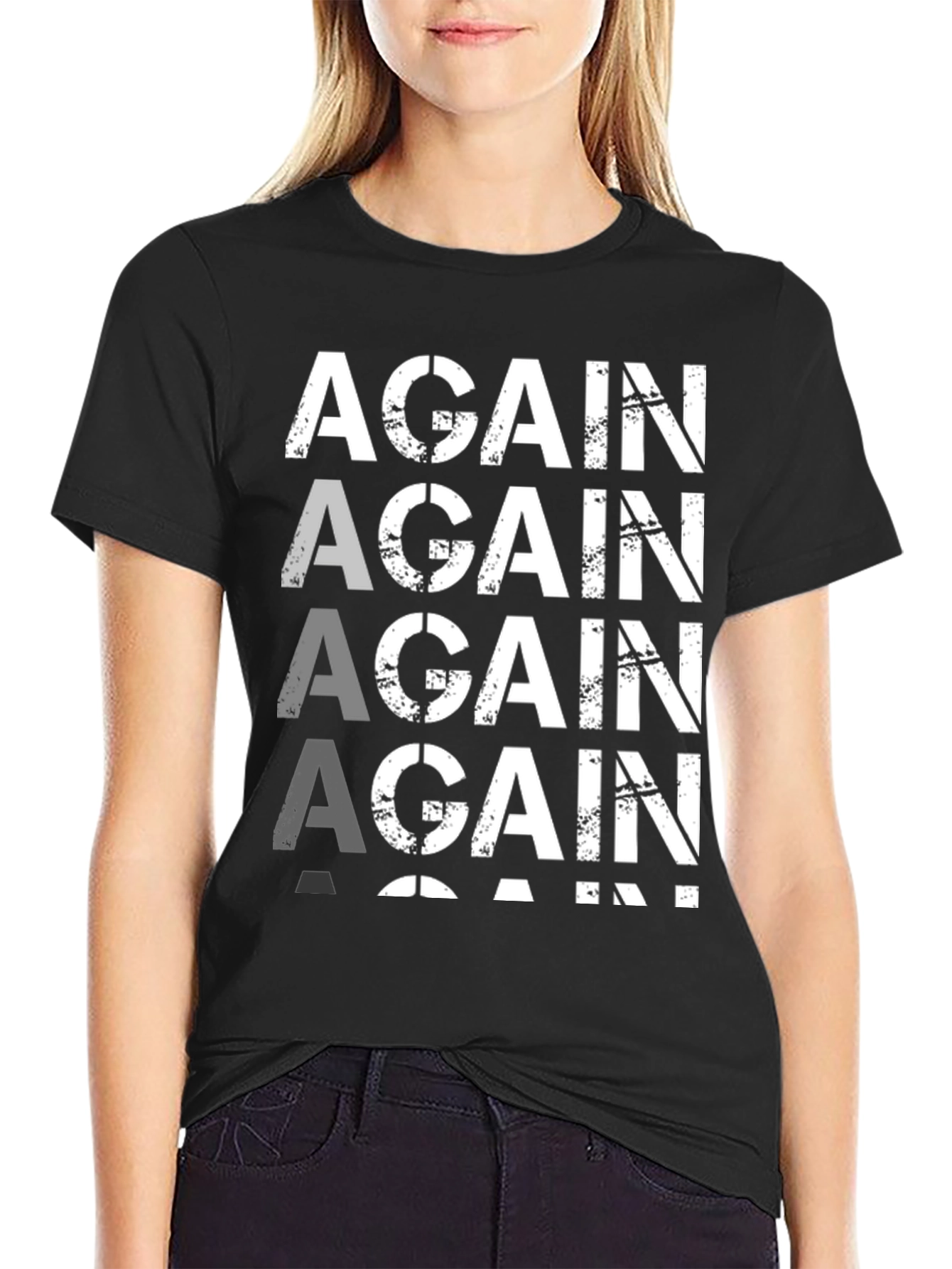 Black Again Graphic Tee - Black Cotton T-Shirt view 2