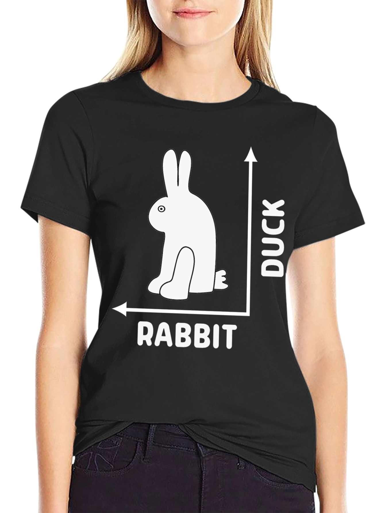 Black Rabbit or Duck Illusion Graphic Tee - Mind-Bending Design view 2