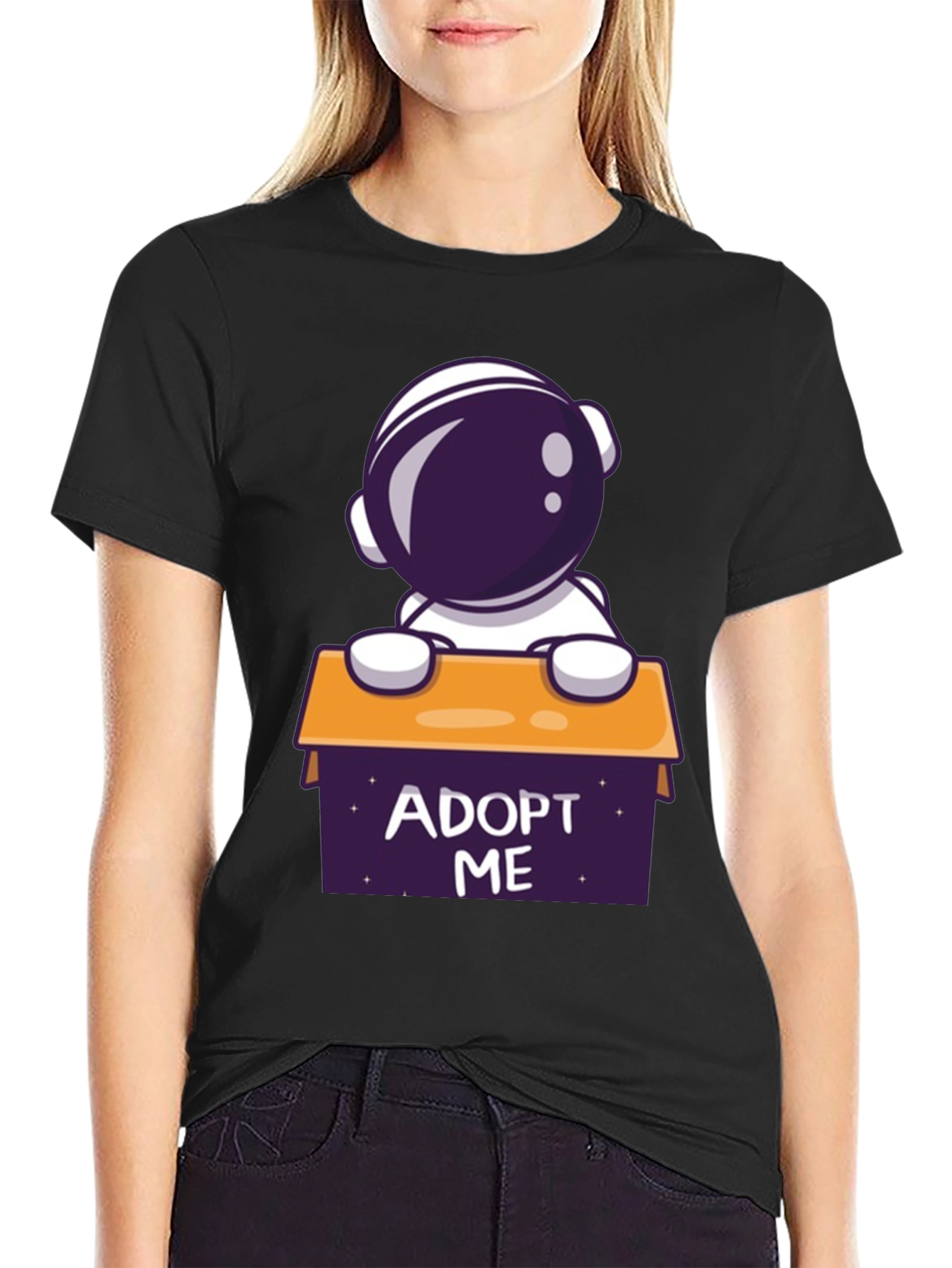 Black Adopt Me Astronaut Graphic T-Shirt - Space Lover Tee view 2
