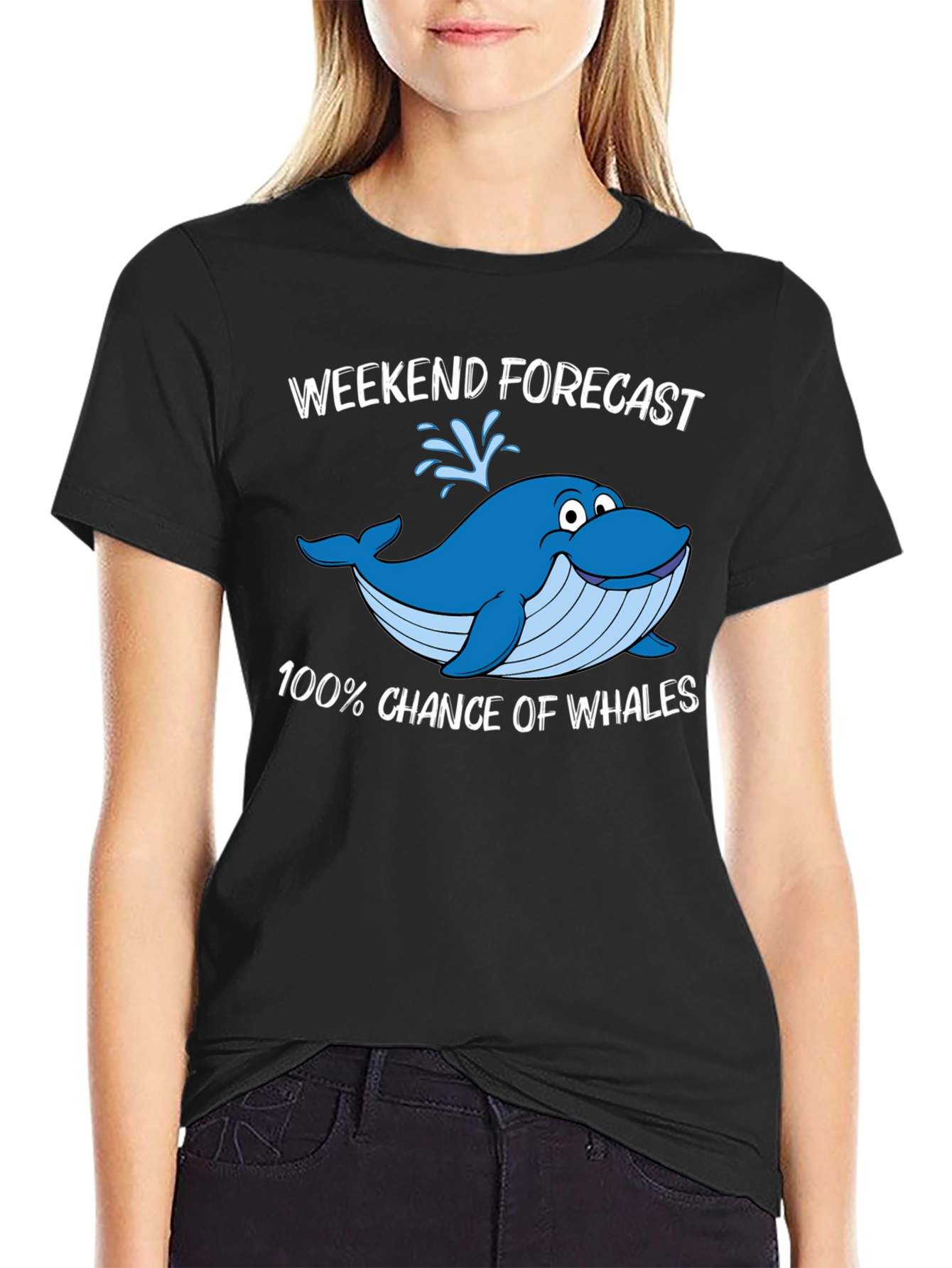 Black Weekend Forecast Whale Graphic T-Shirt view 2