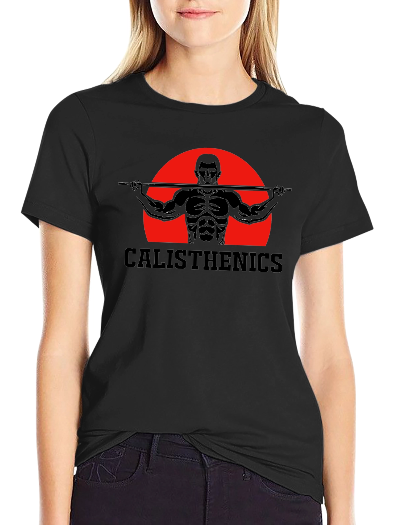 Black Calisthenics Training T-Shirt - Black Graphic Tee view 2