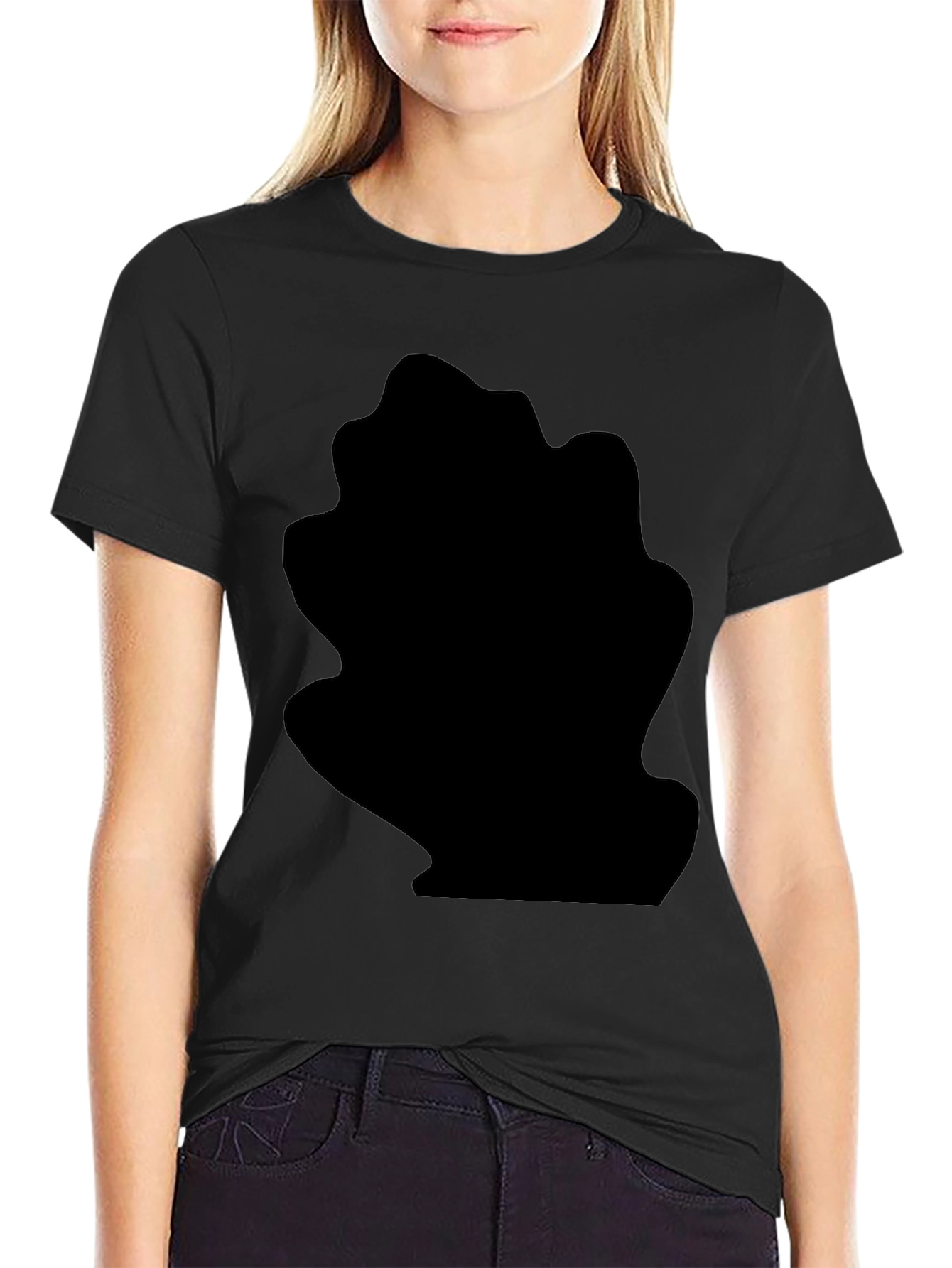 Men's Black Crew Neck T-Shirt with Abstract Graphic - 2