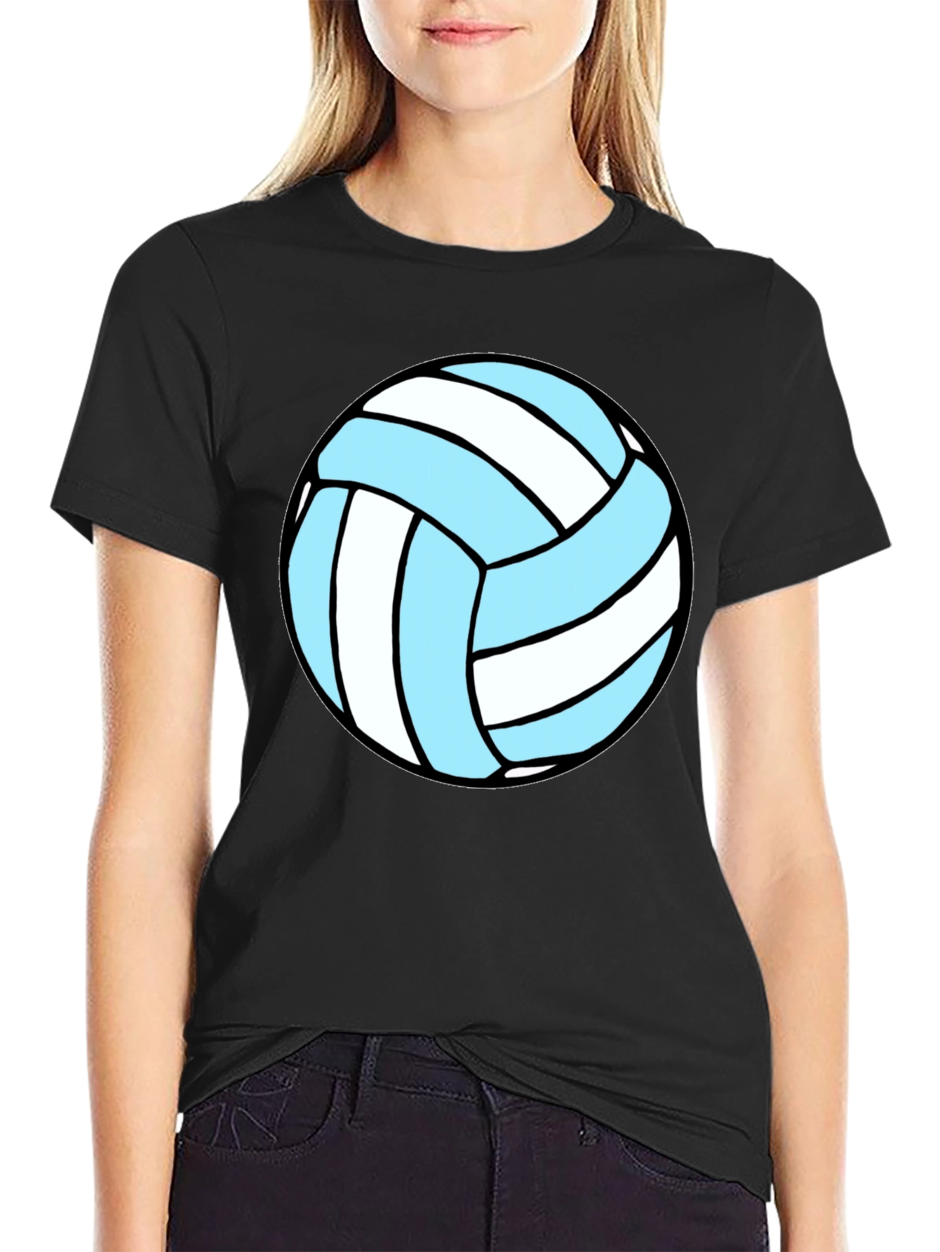Black Volleyball Graphic Tee - Black Cotton Blend view 2