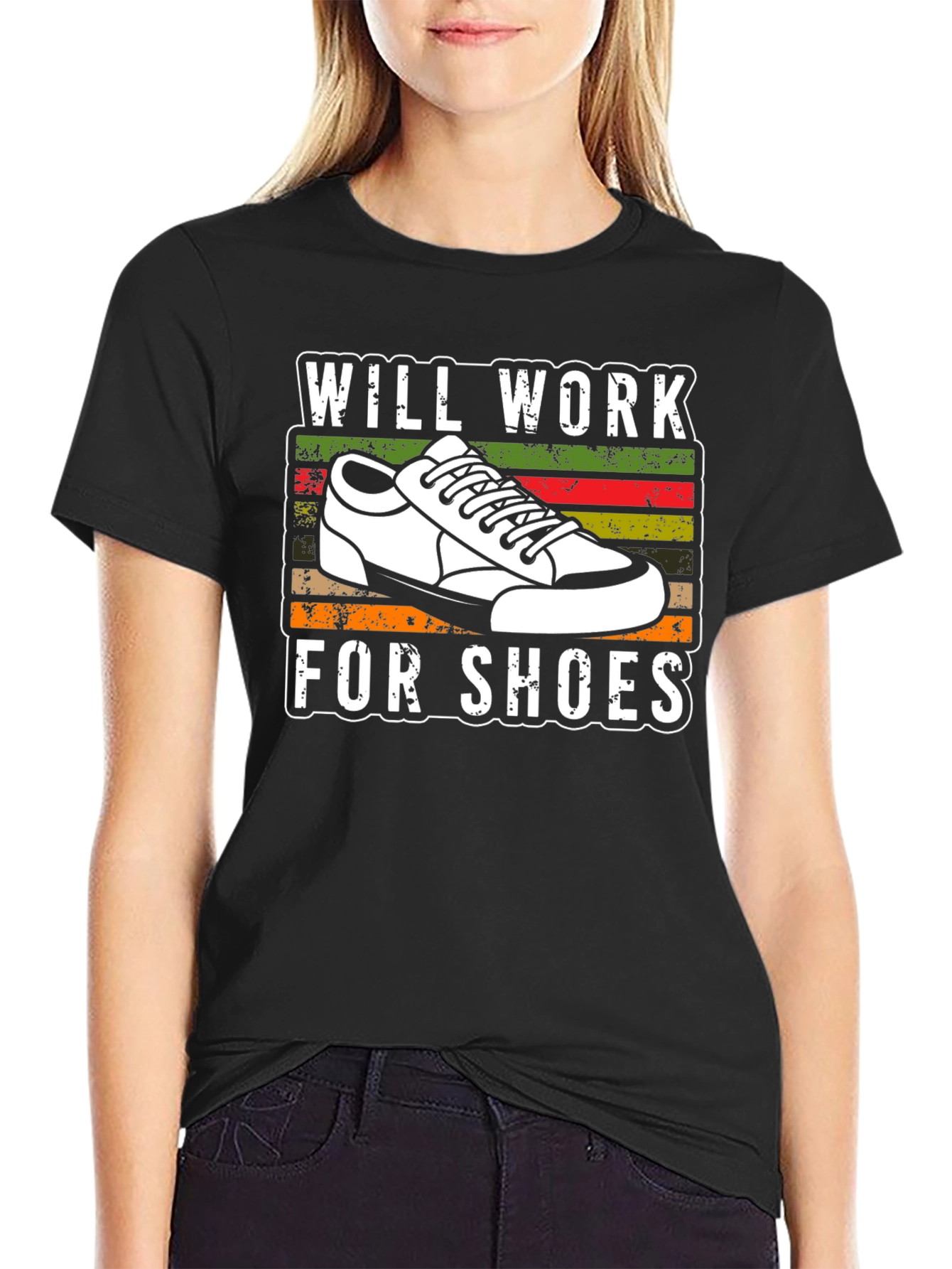 Black Will Work For Shoes T-Shirt view 2