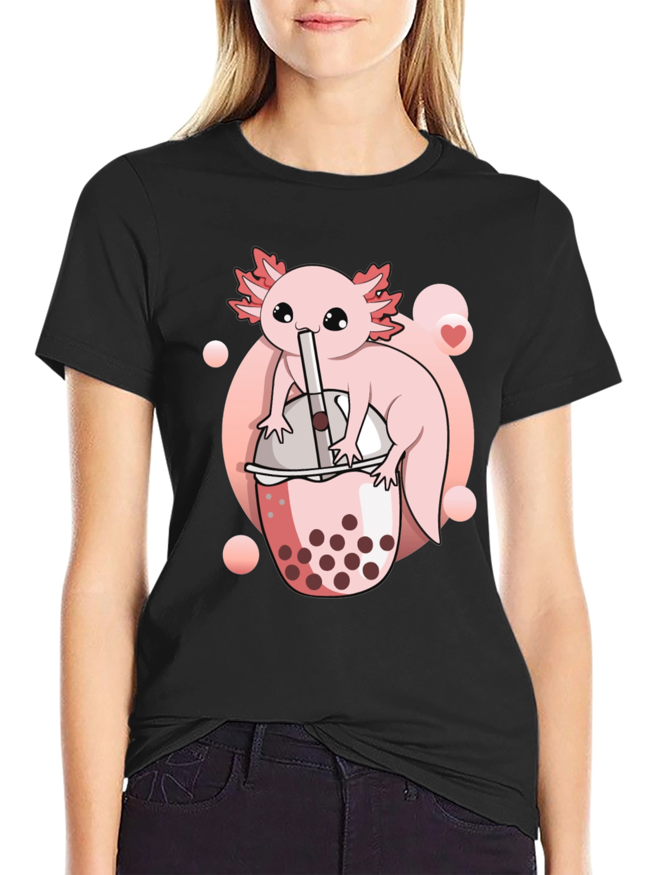 Black Axolotl Boba Tea Graphic Tee view 2