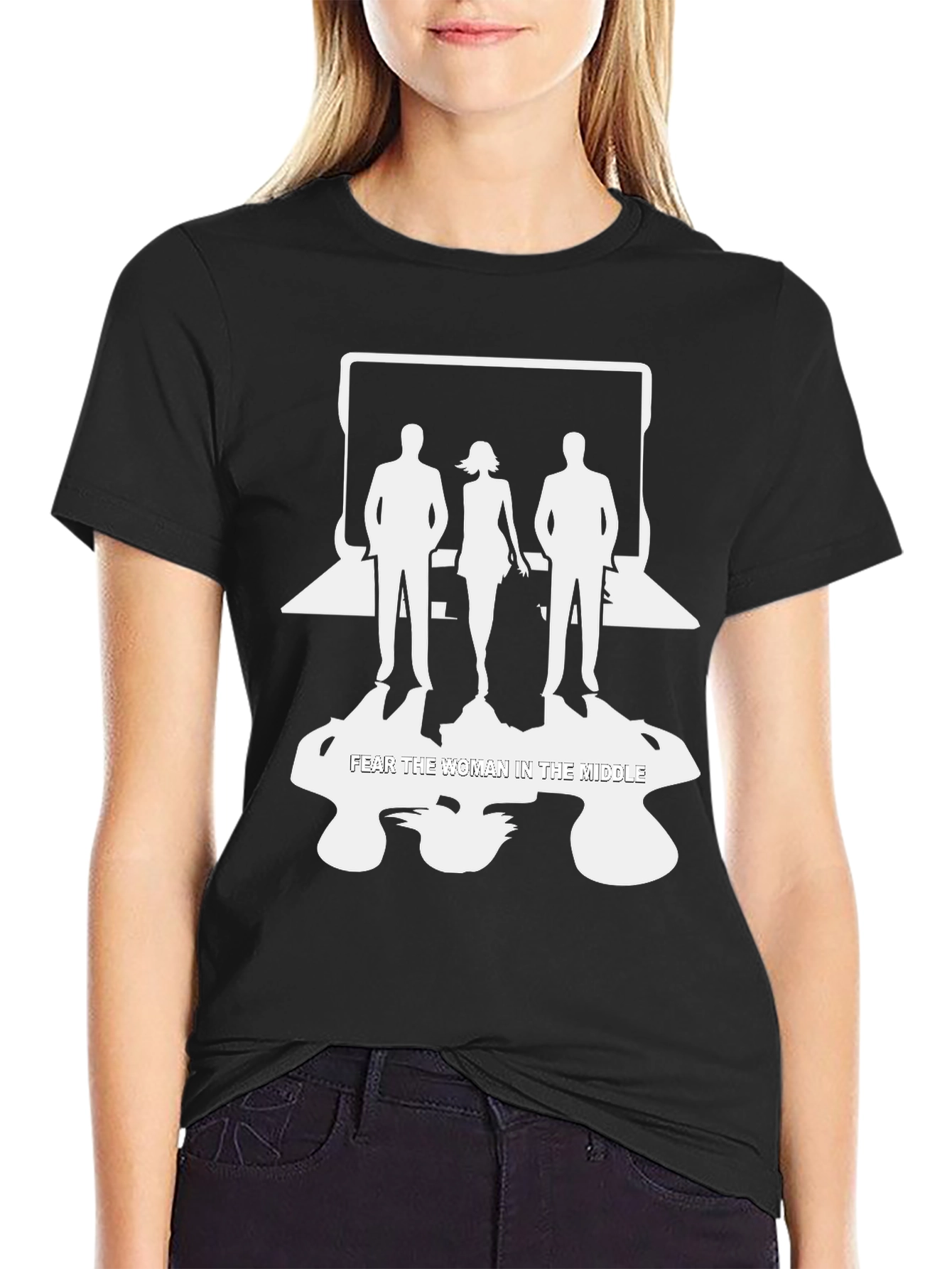 Black Fear the Woman in the Middle Graphic Tee - Black view 2