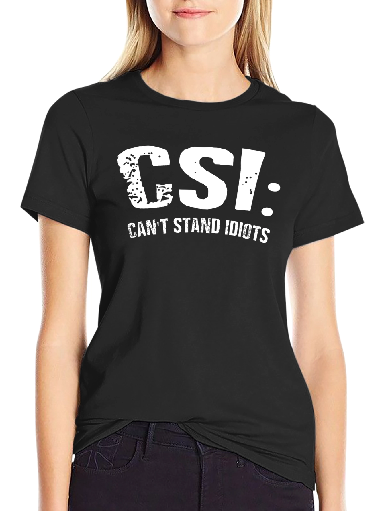 Black CSI: Can't Stand Idiots Graphic Tee - Black view 2