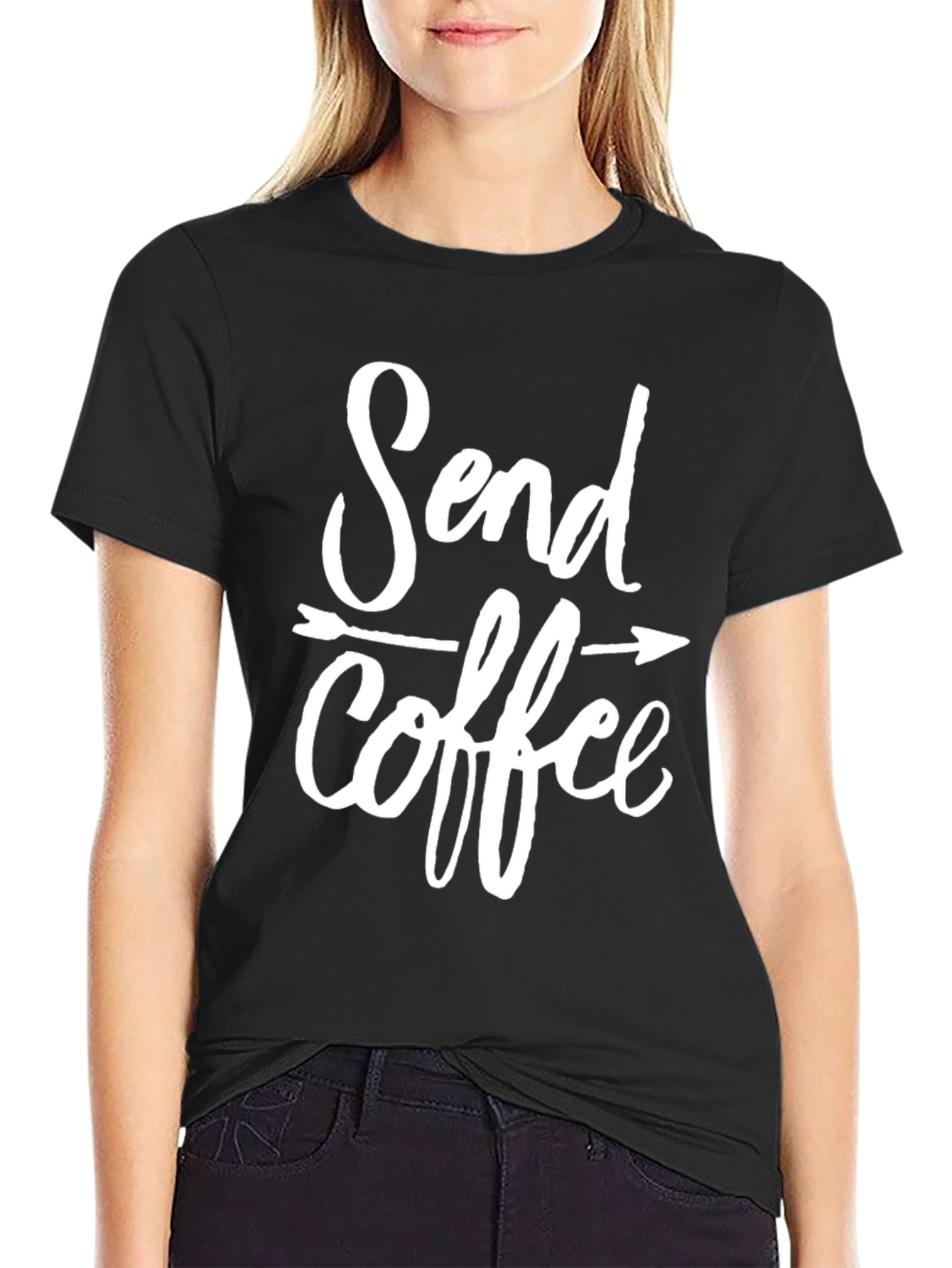 Black Send Coffee Graphic Tee - Unisex Black T-Shirt view 2