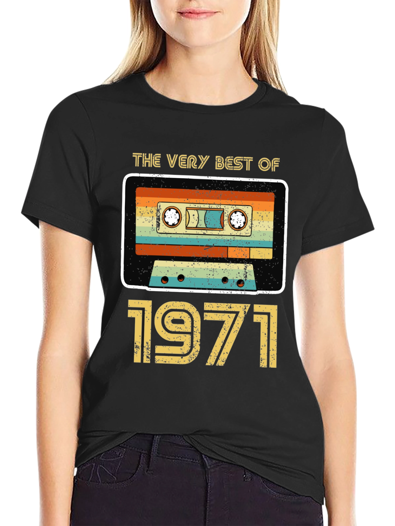 Black Vintage 1971 Cassette Tape Graphic T-Shirt view 2