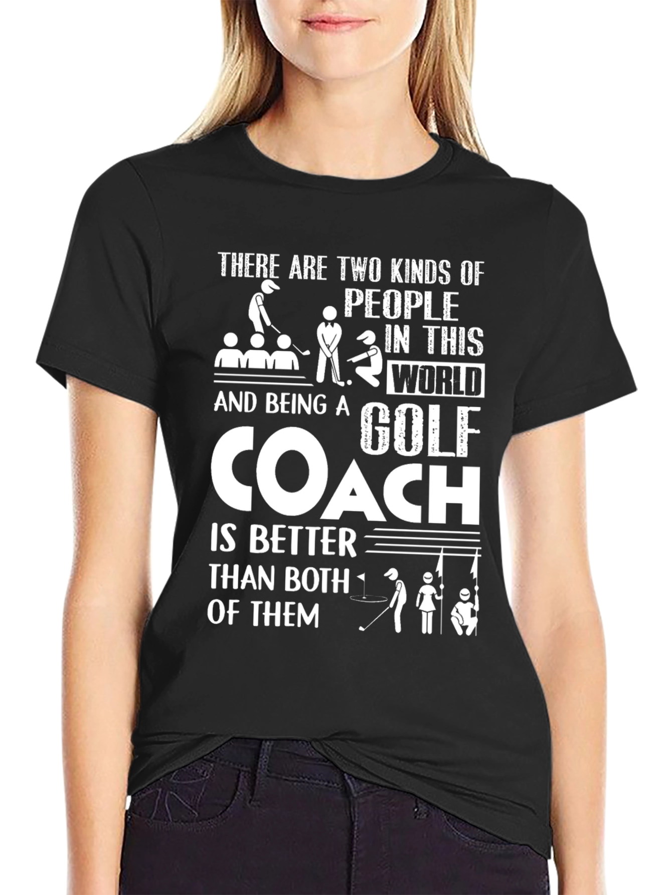 Black Golf Coach T-Shirt - Two Kinds of People view 2