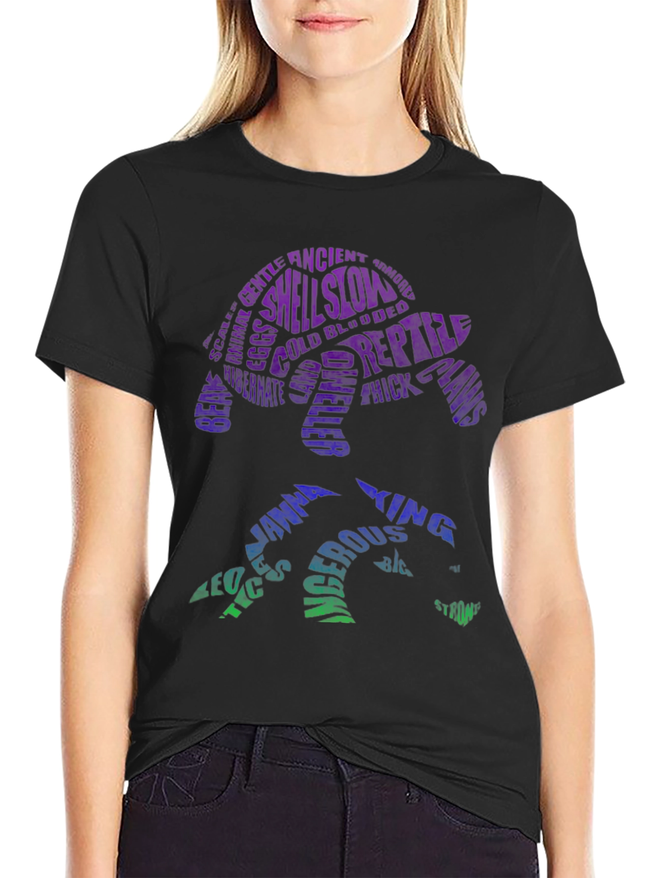 Black Turtle Word Art T-Shirt view 2