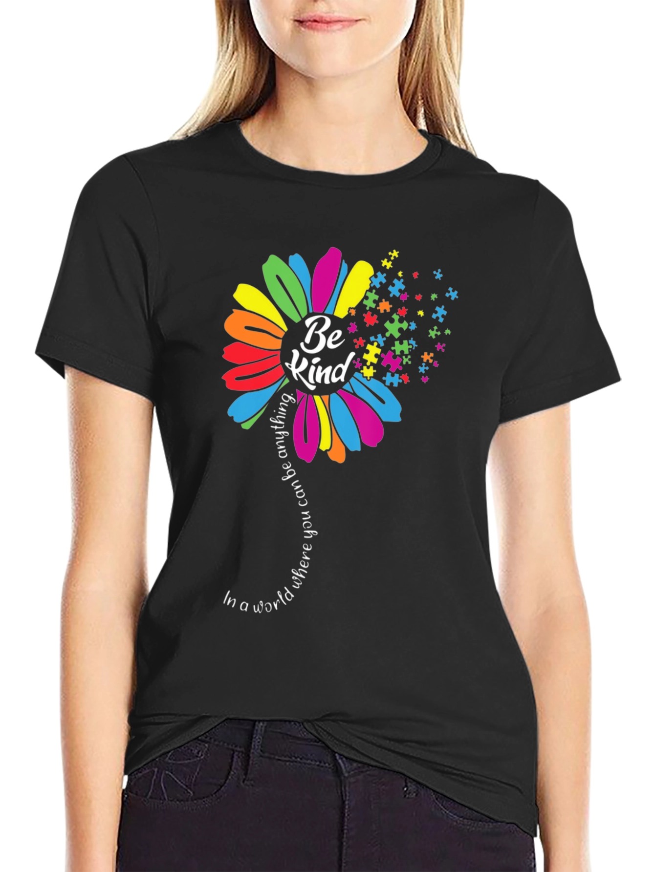 Black Be Kind Autism Awareness T-Shirt view 2