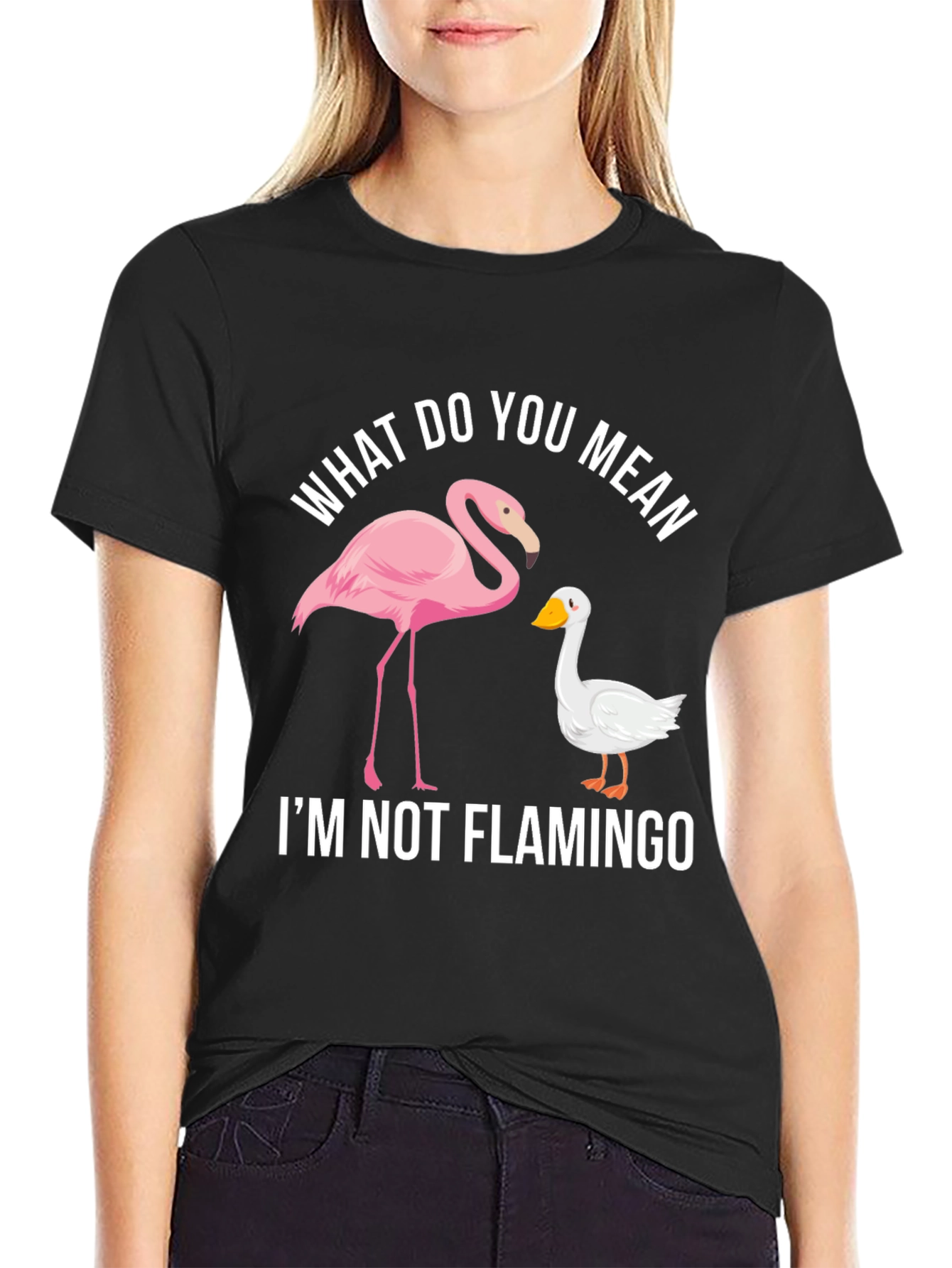 Black Funny "I'm Not Flamingo" Graphic Tee view 2