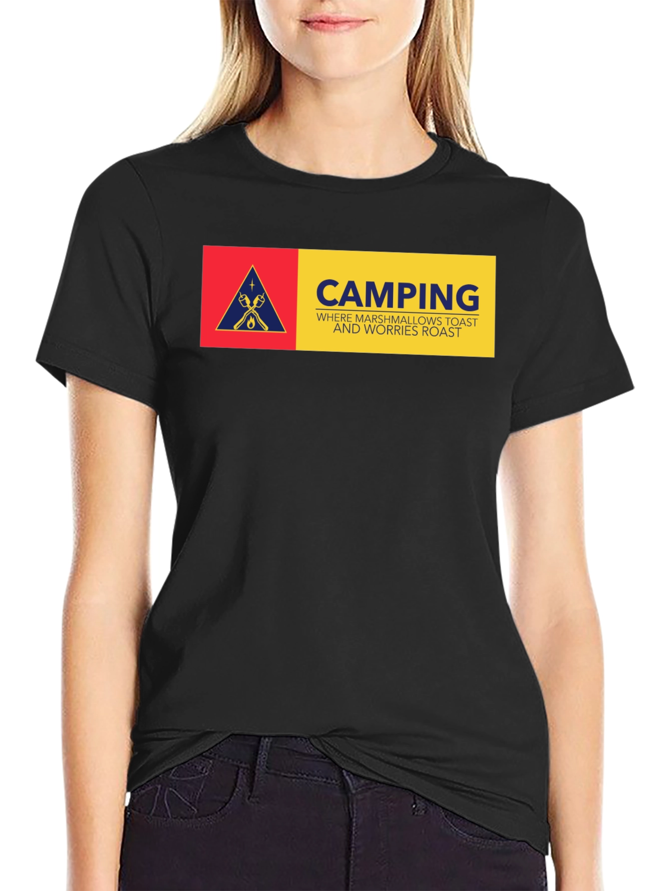 Black Camping Marshmallow Toast T-Shirt view 2