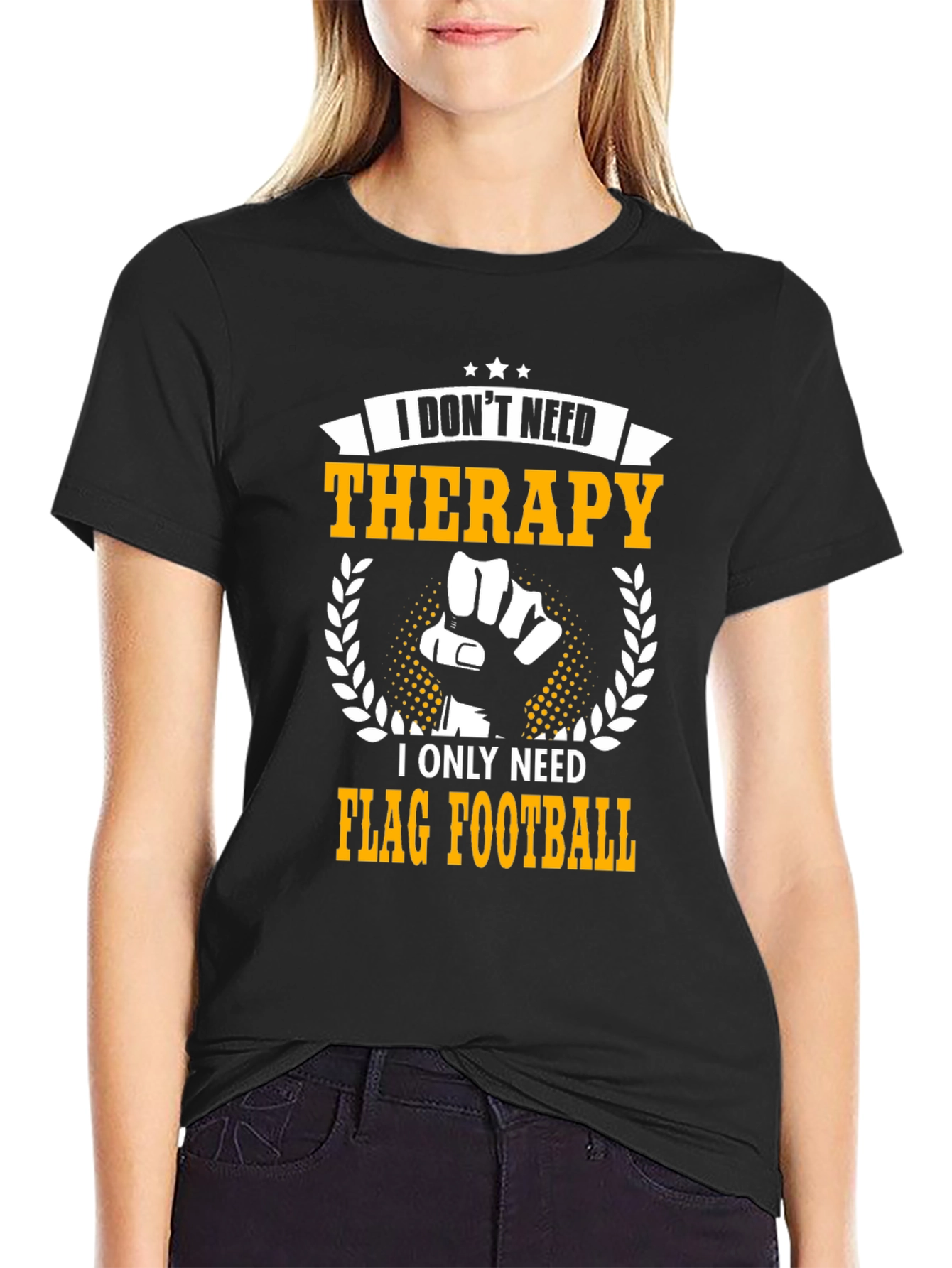 Black Flag Football Therapy T-Shirt view 2