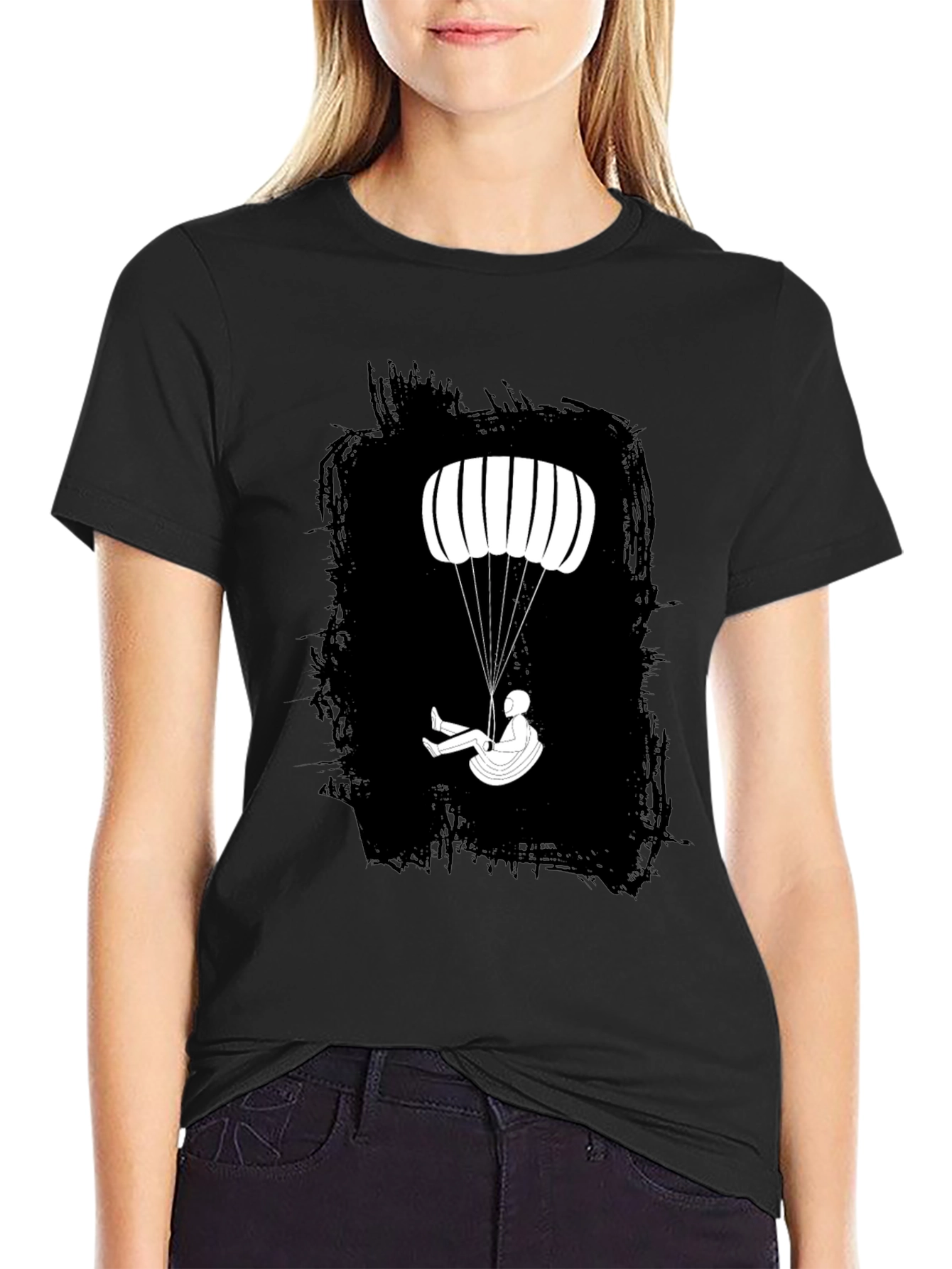Black Paragliding T-Shirt - Skydiving Adventure Tee view 2