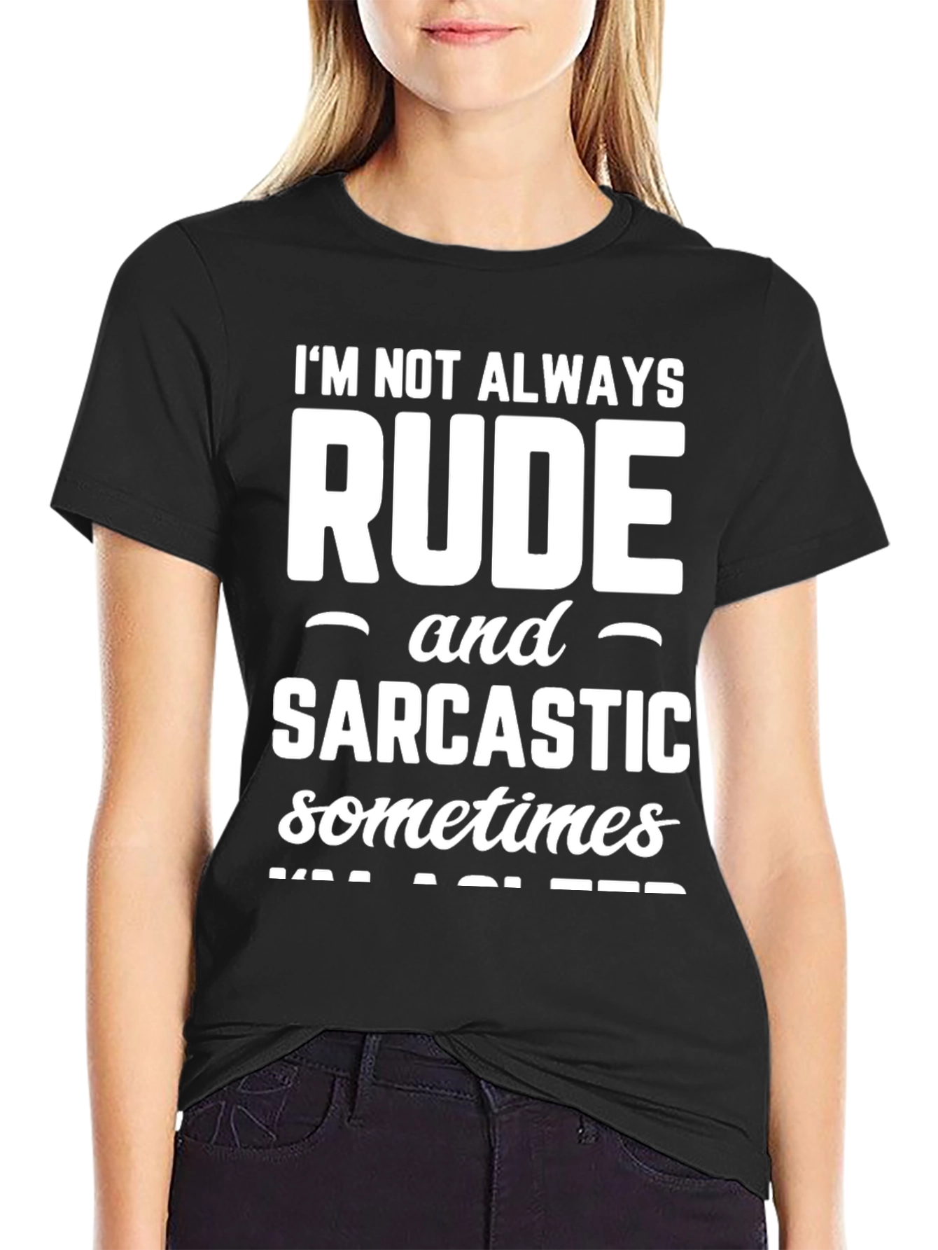 Black Sarcastic Humor Graphic T-Shirt - Black view 2