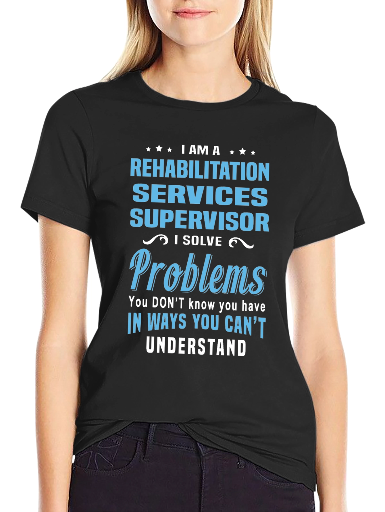 Black Rehabilitation Services Supervisor T-Shirt view 2
