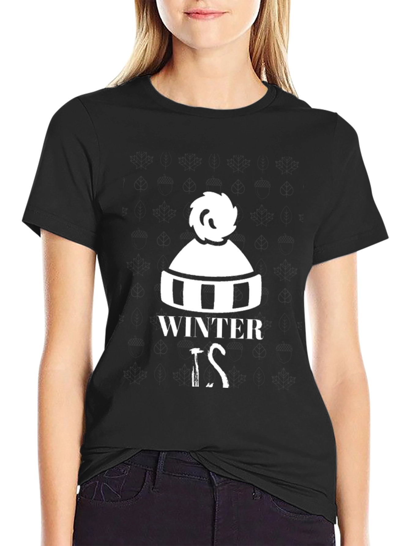 Black Winter Is T-Shirt - Stylish Graphic Tee for Cold Weather Lovers view 2